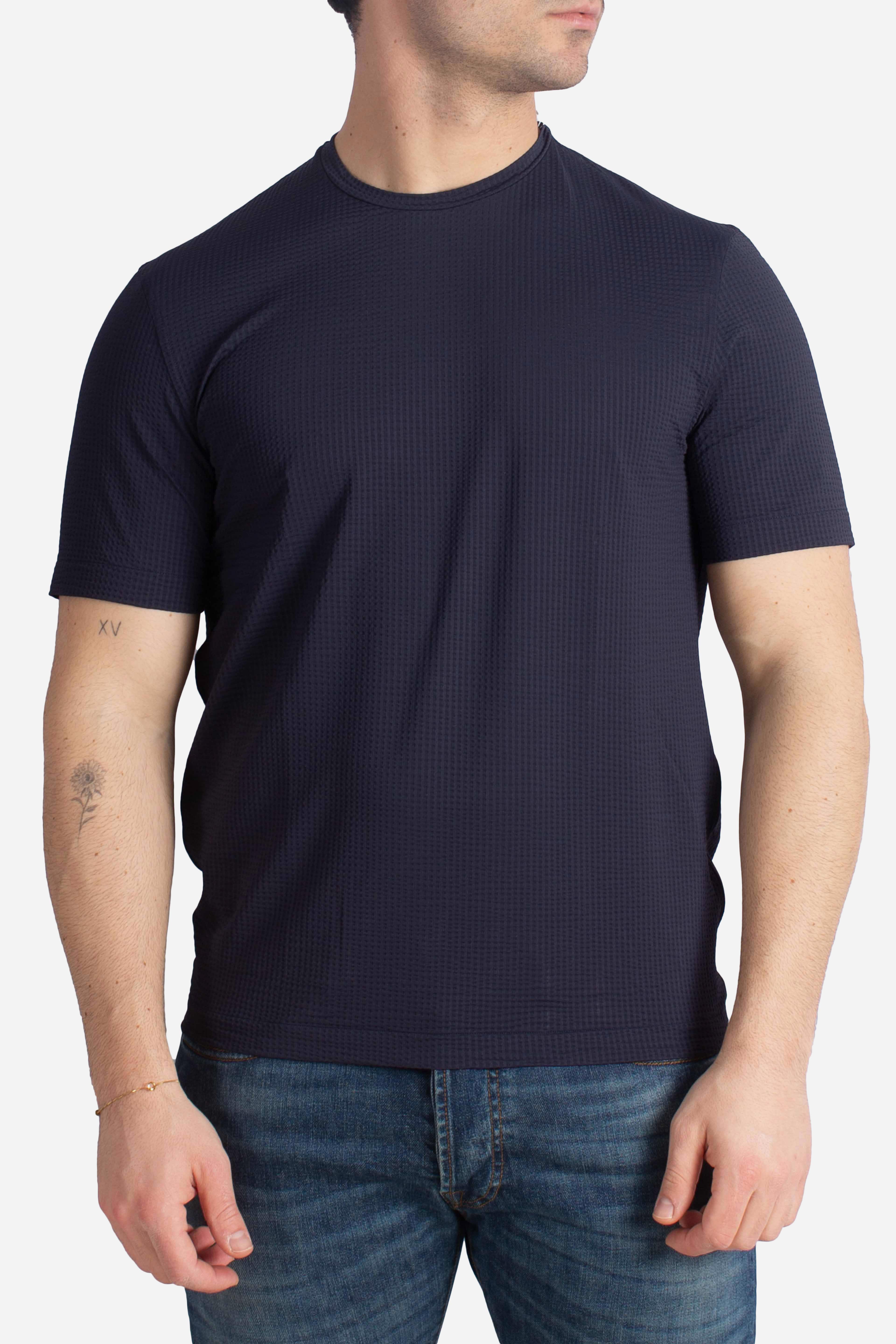 T-shirt seersucker navy blue