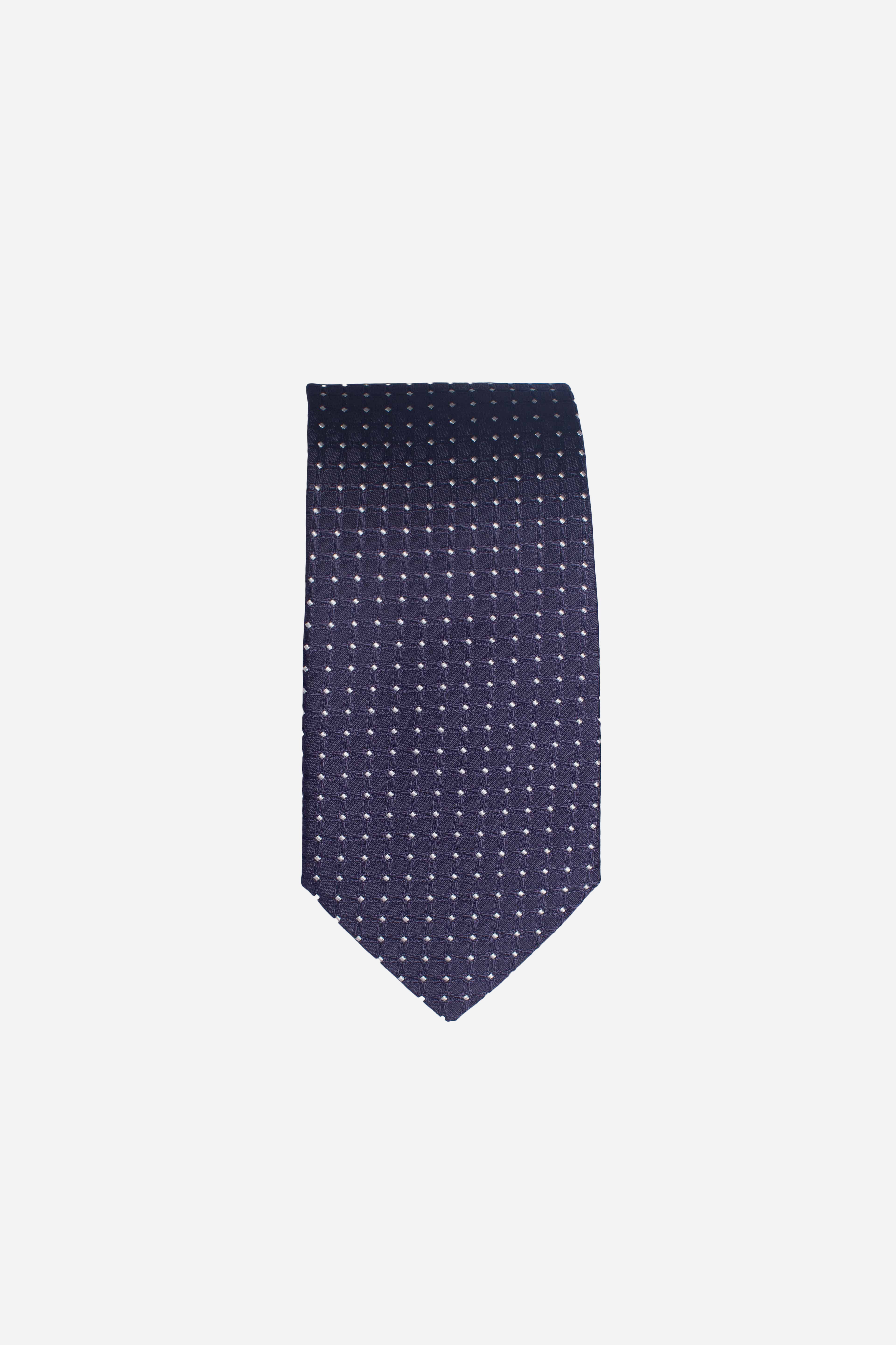 Cravatta in seta in micro fantasia blu navy