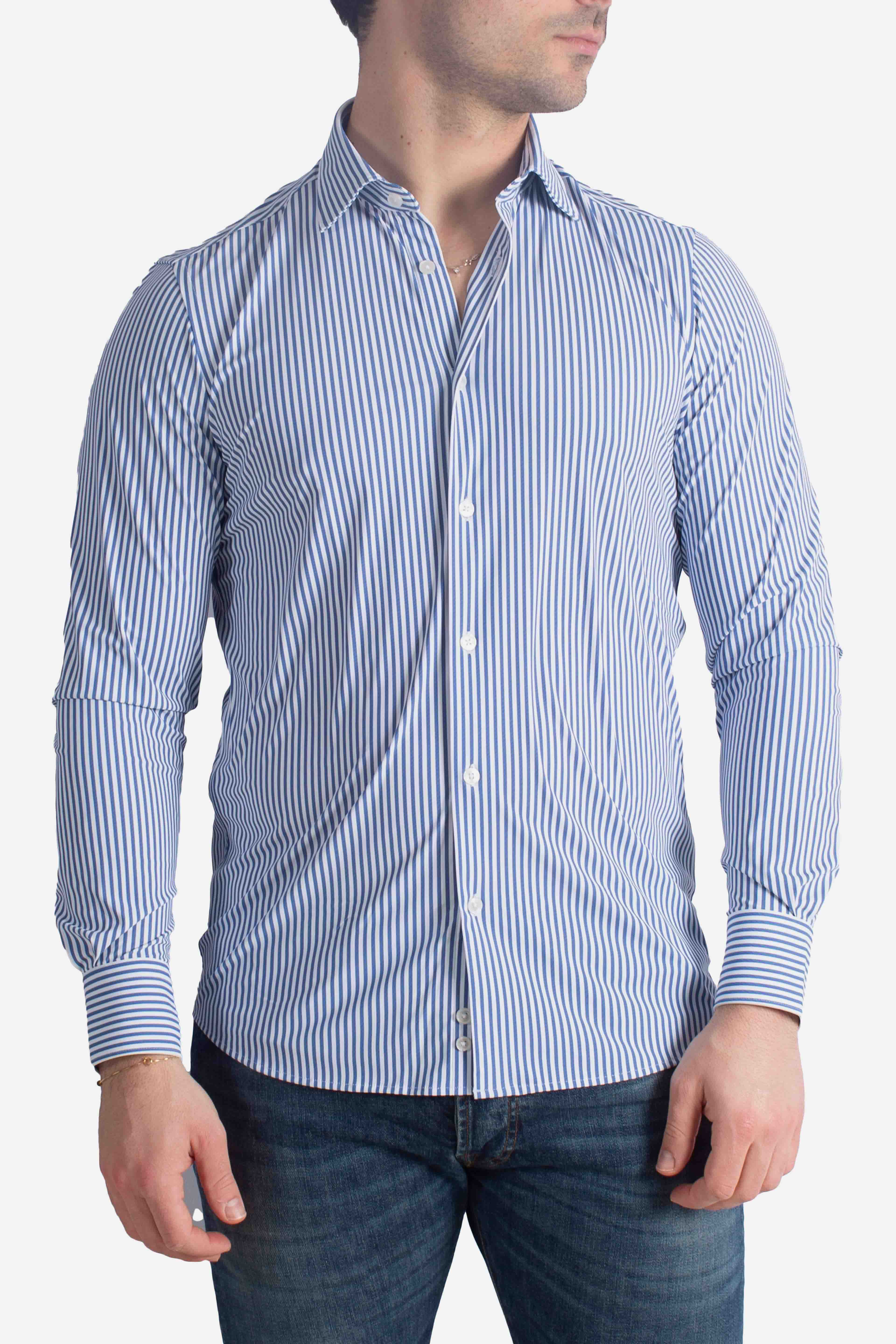 Camicia tecnica a righe jeans