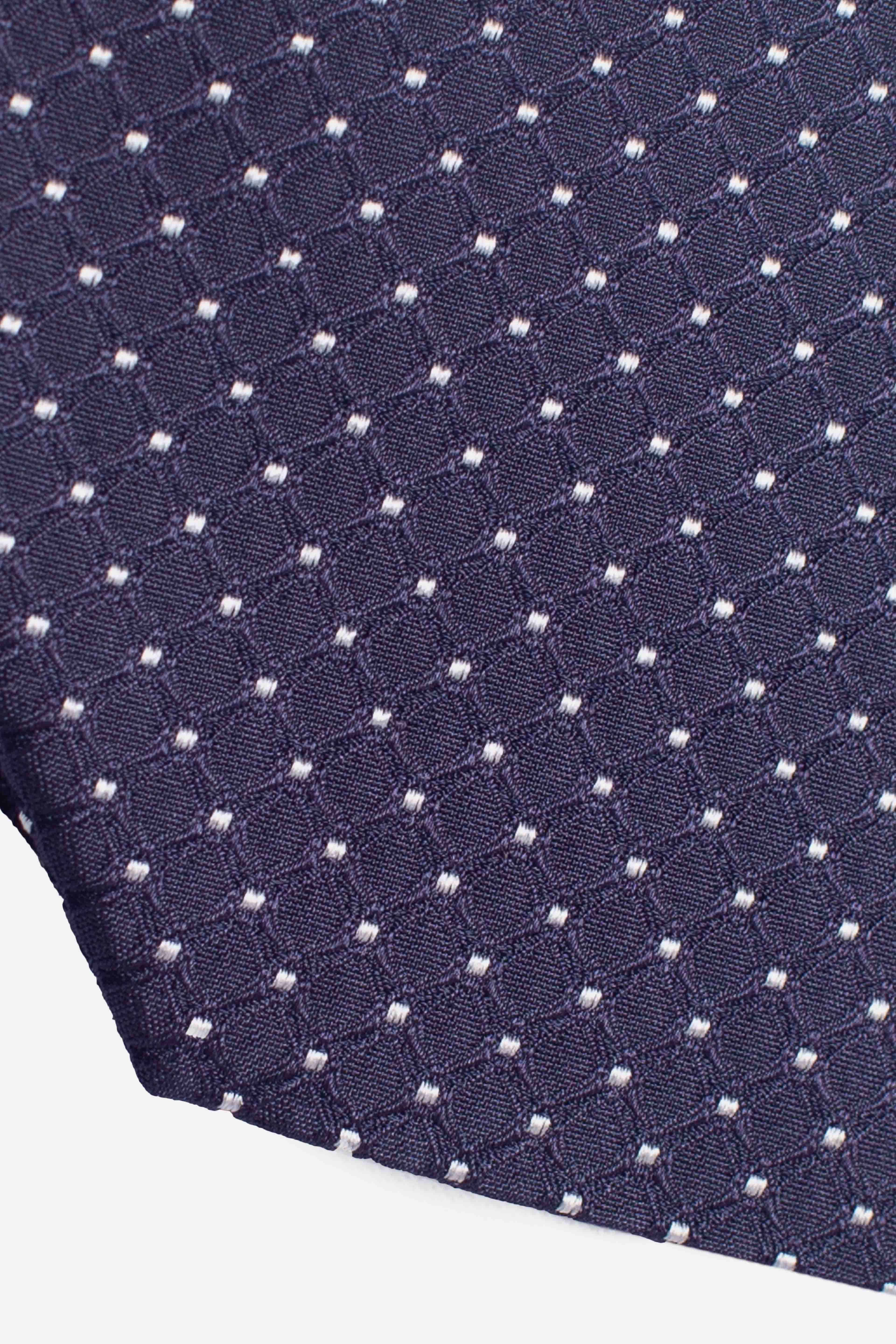 Cravatta in seta in micro fantasia blu navy