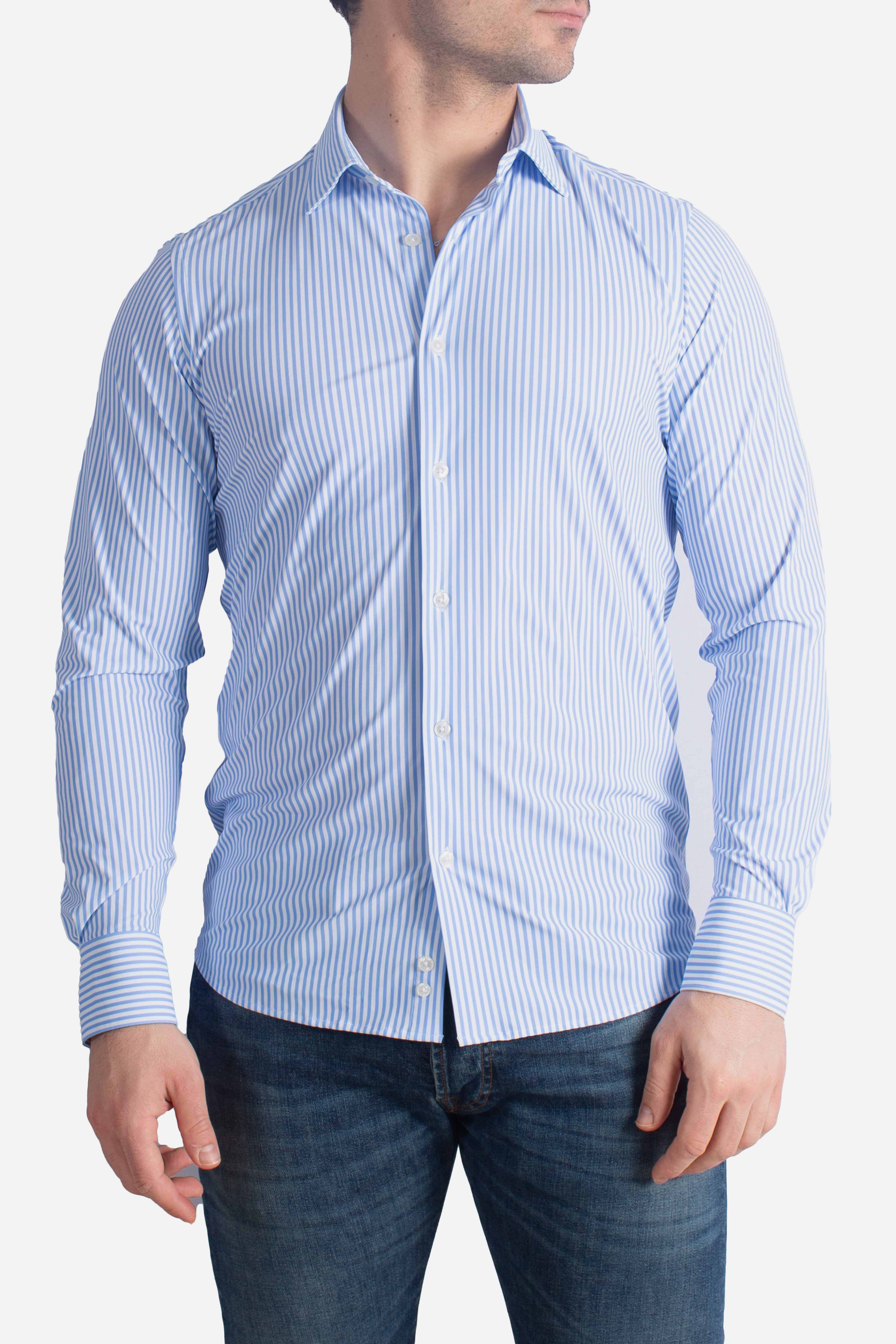 Camicia tecnica a righe light blue