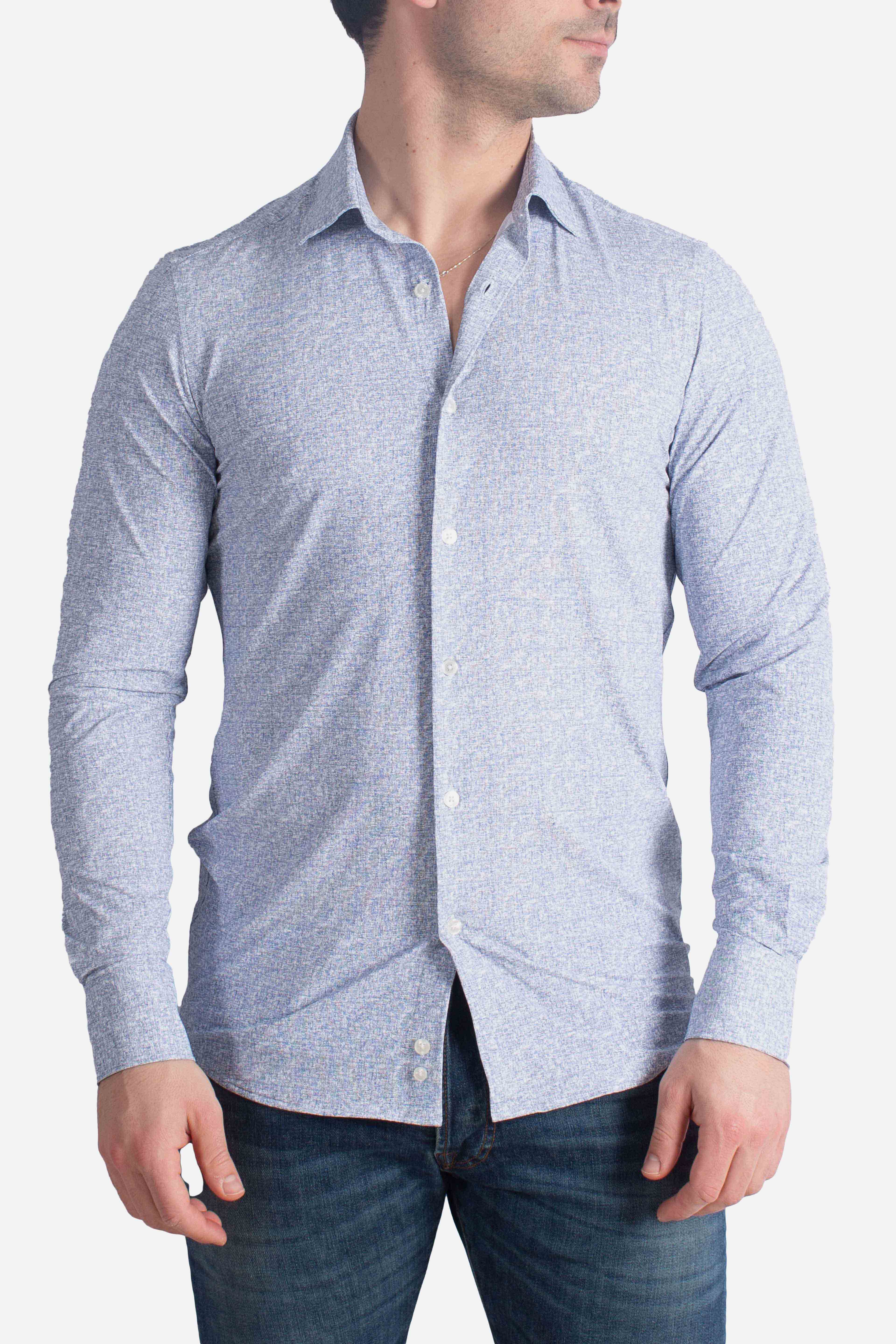 Camicia tecnica Slub H microdisegno navy blue