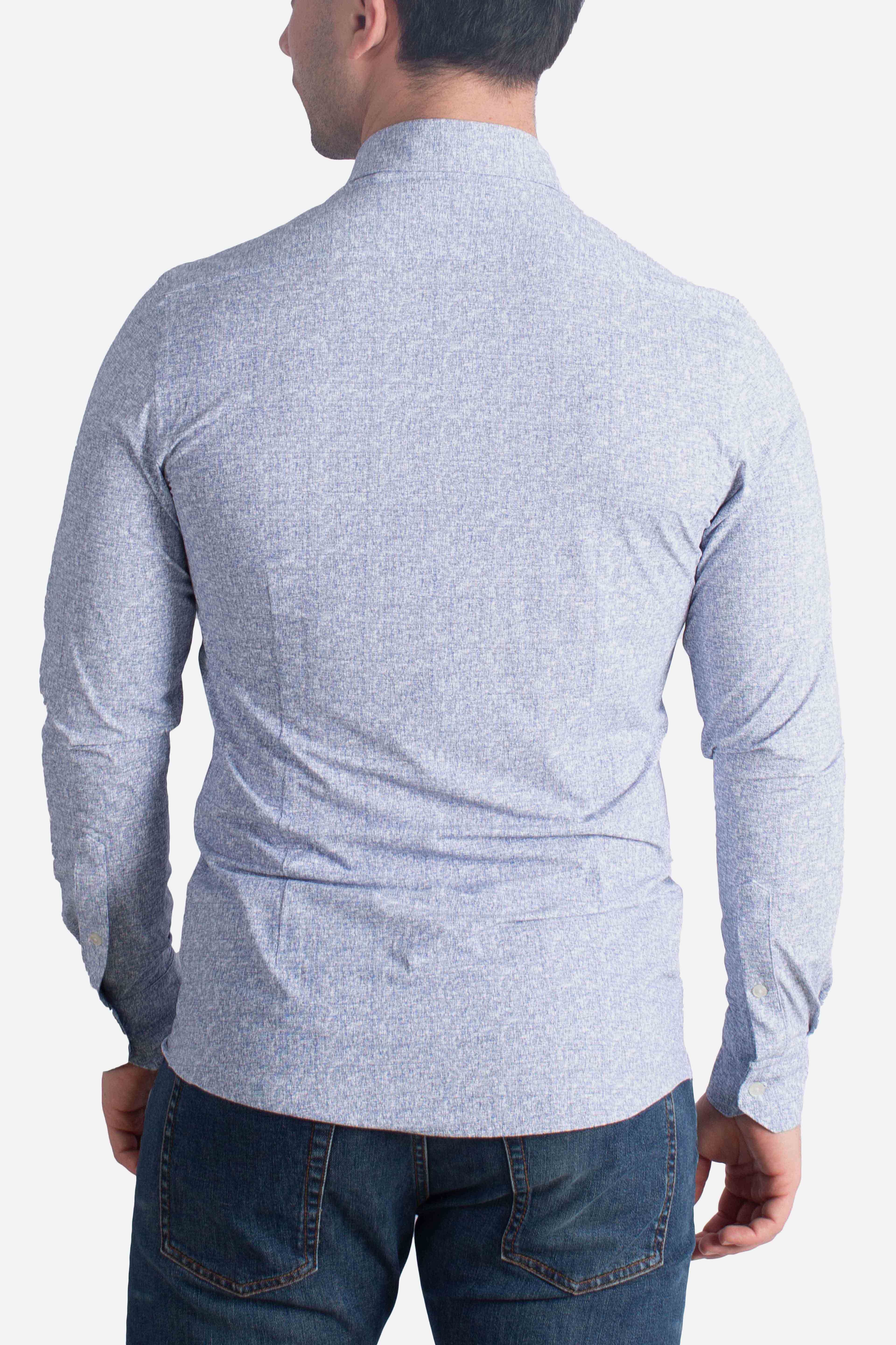 Camicia tecnica Slub H microdisegno navy blue