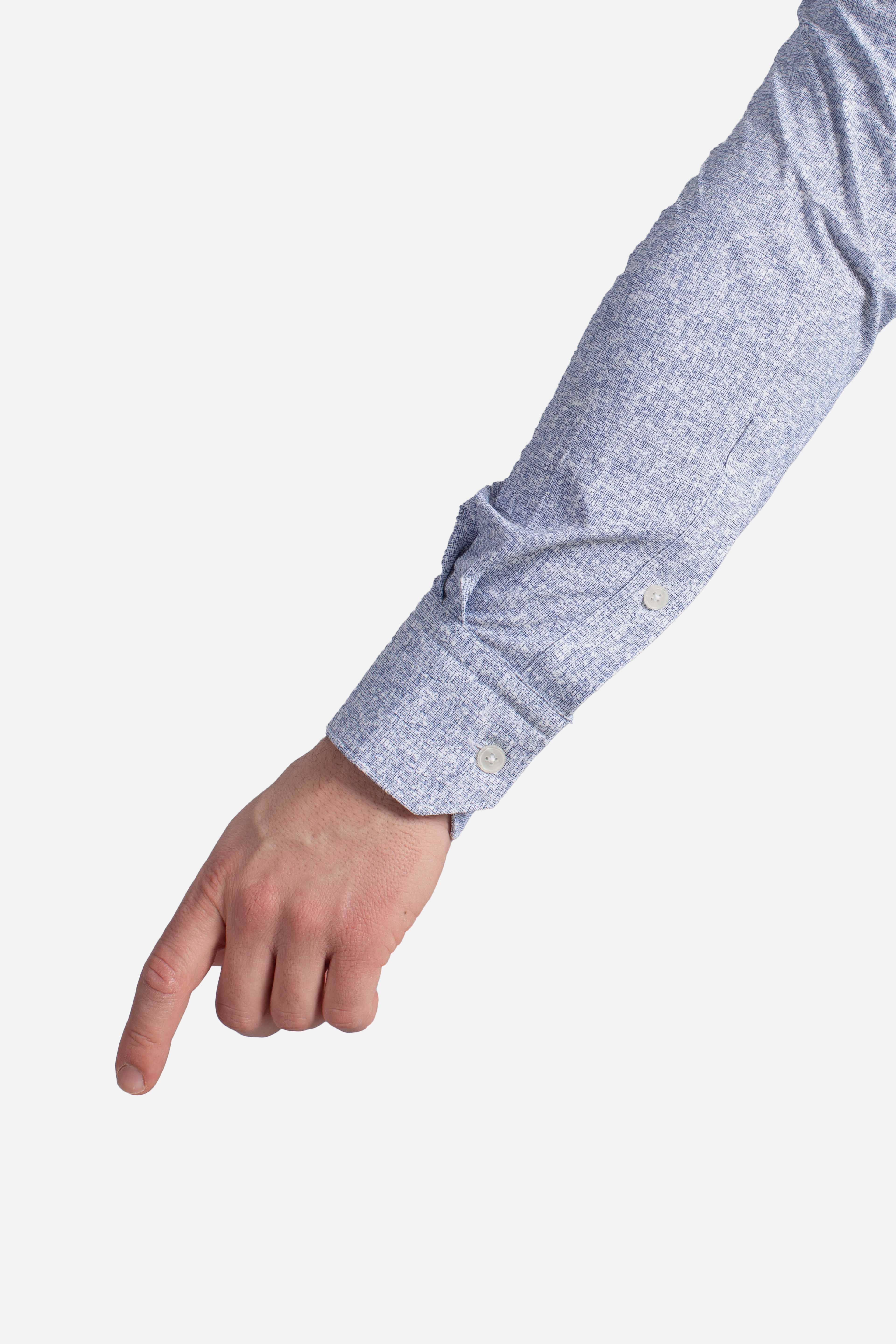 Camicia tecnica Slub H microdisegno navy blue