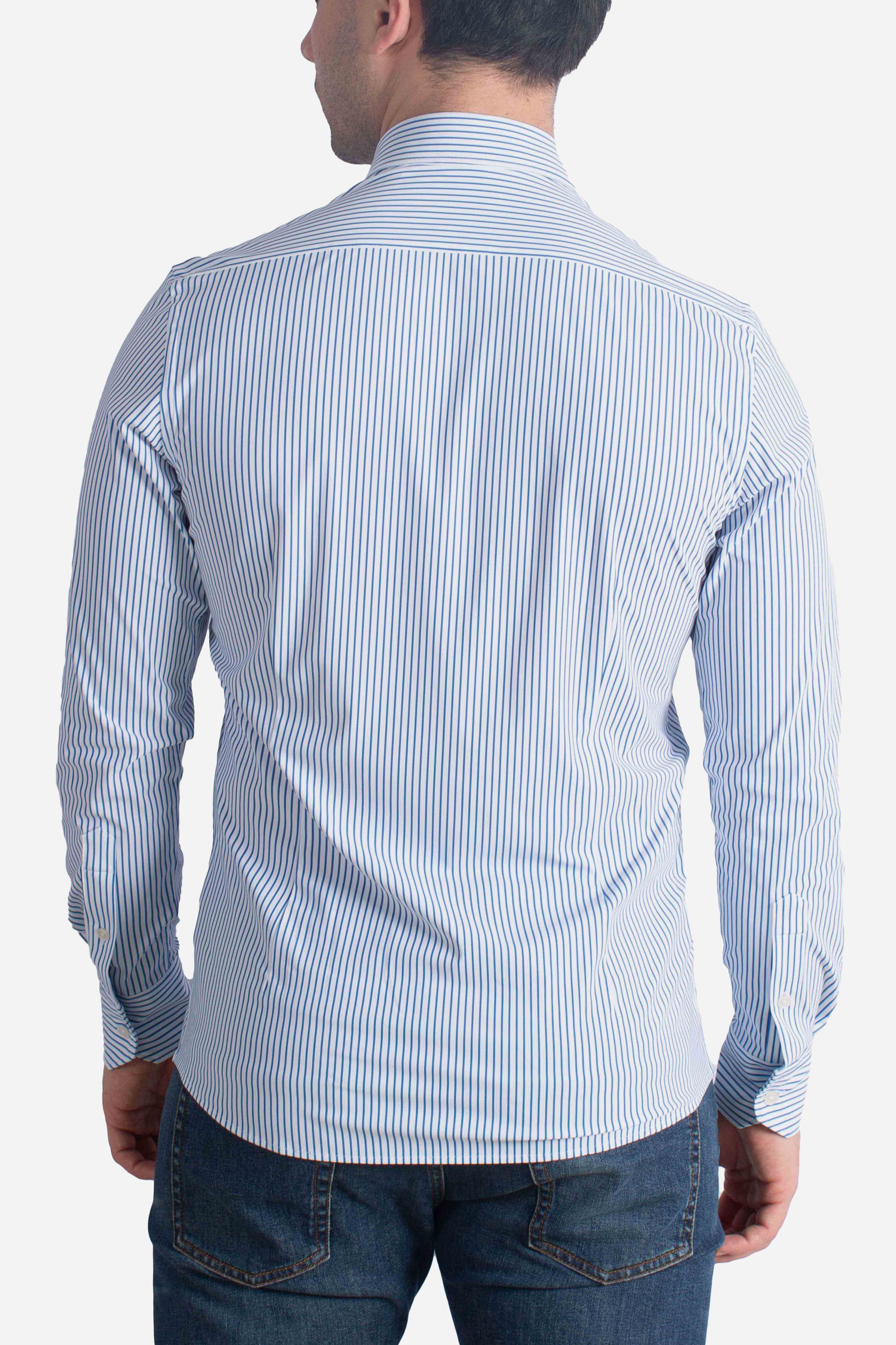 Camicia tecnica a righe bluette
