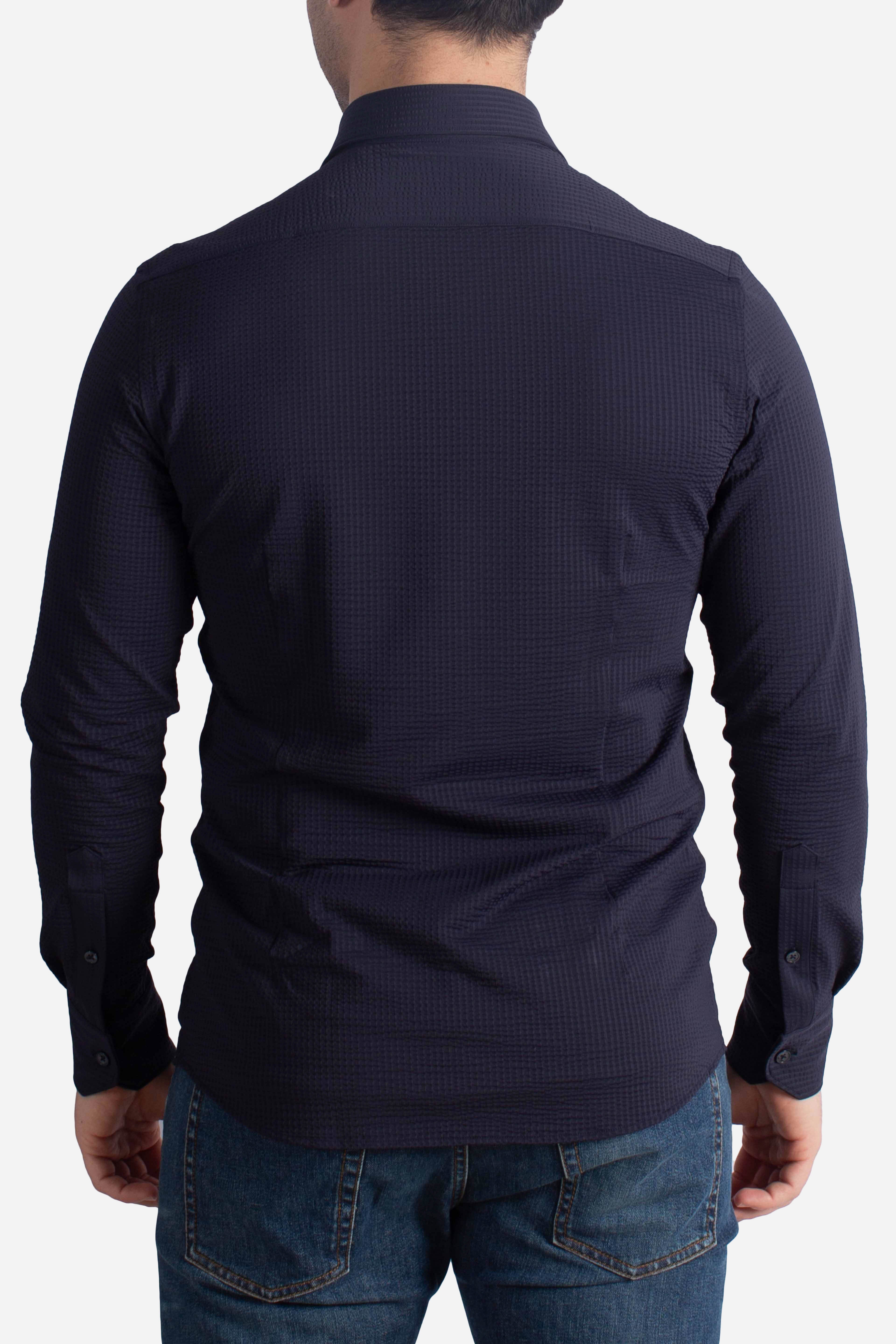 Camicia tecnica seersucker navy blue
