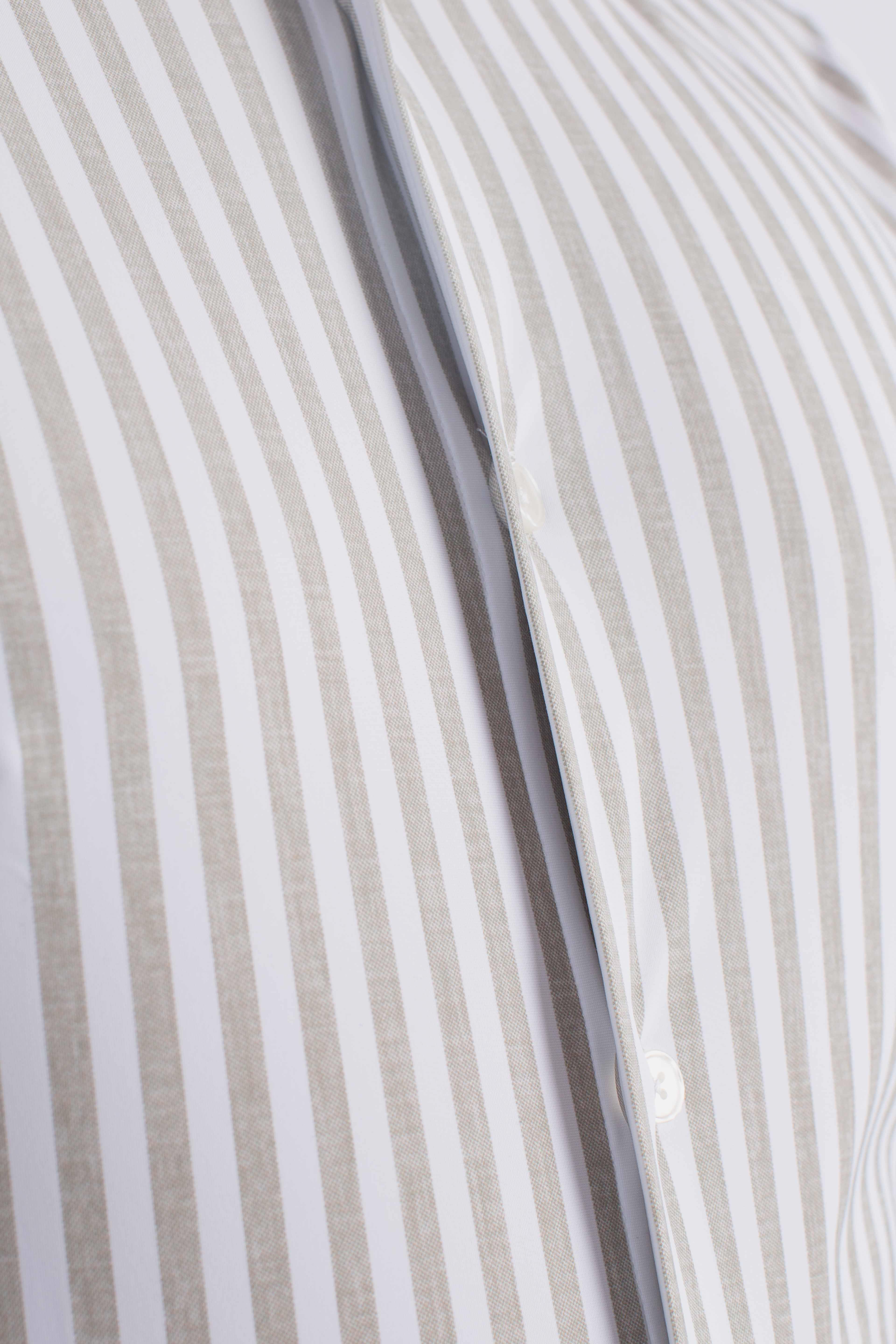 Camicia tecnica a righe greige