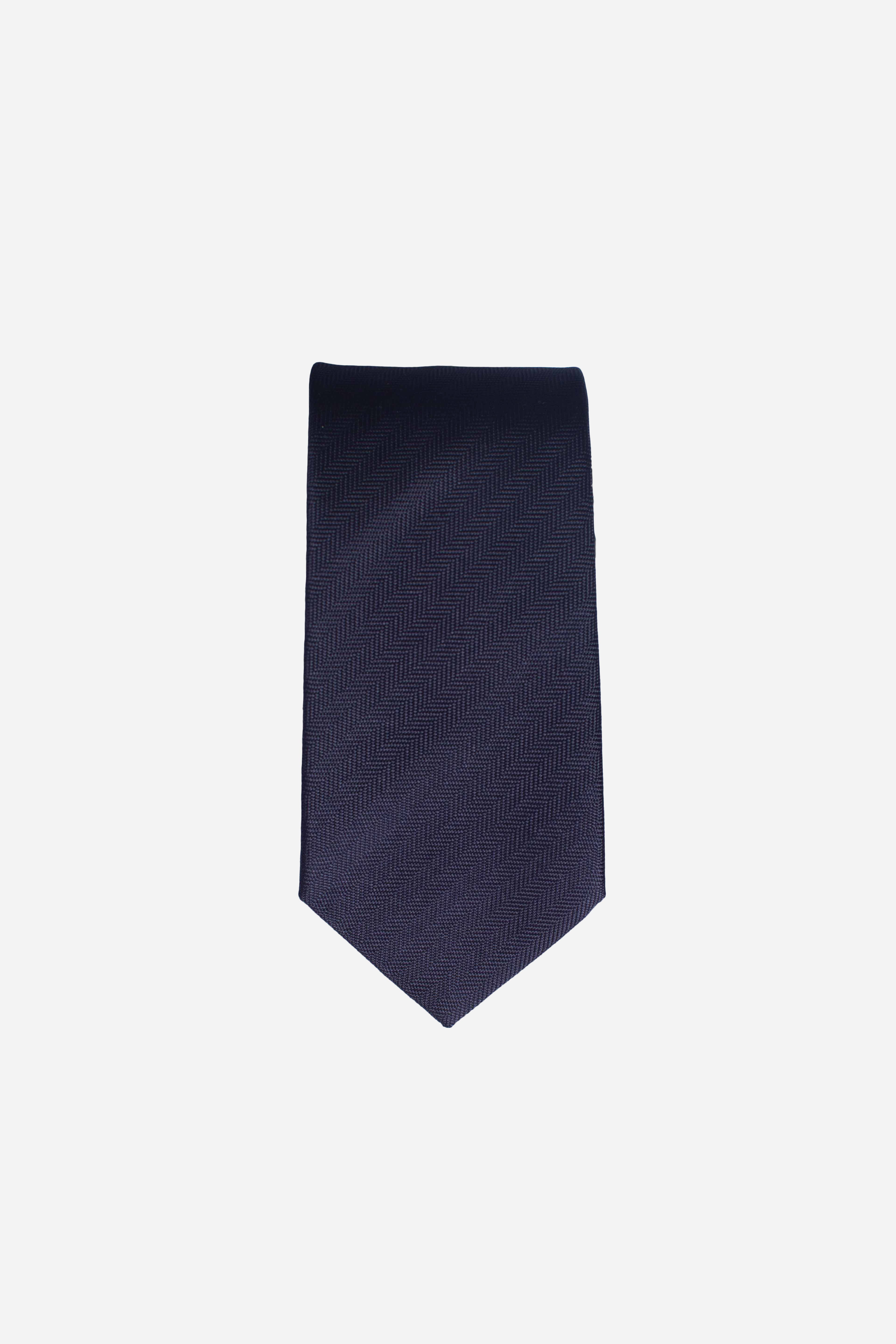 Cravatta in seta a spina di pesce blu