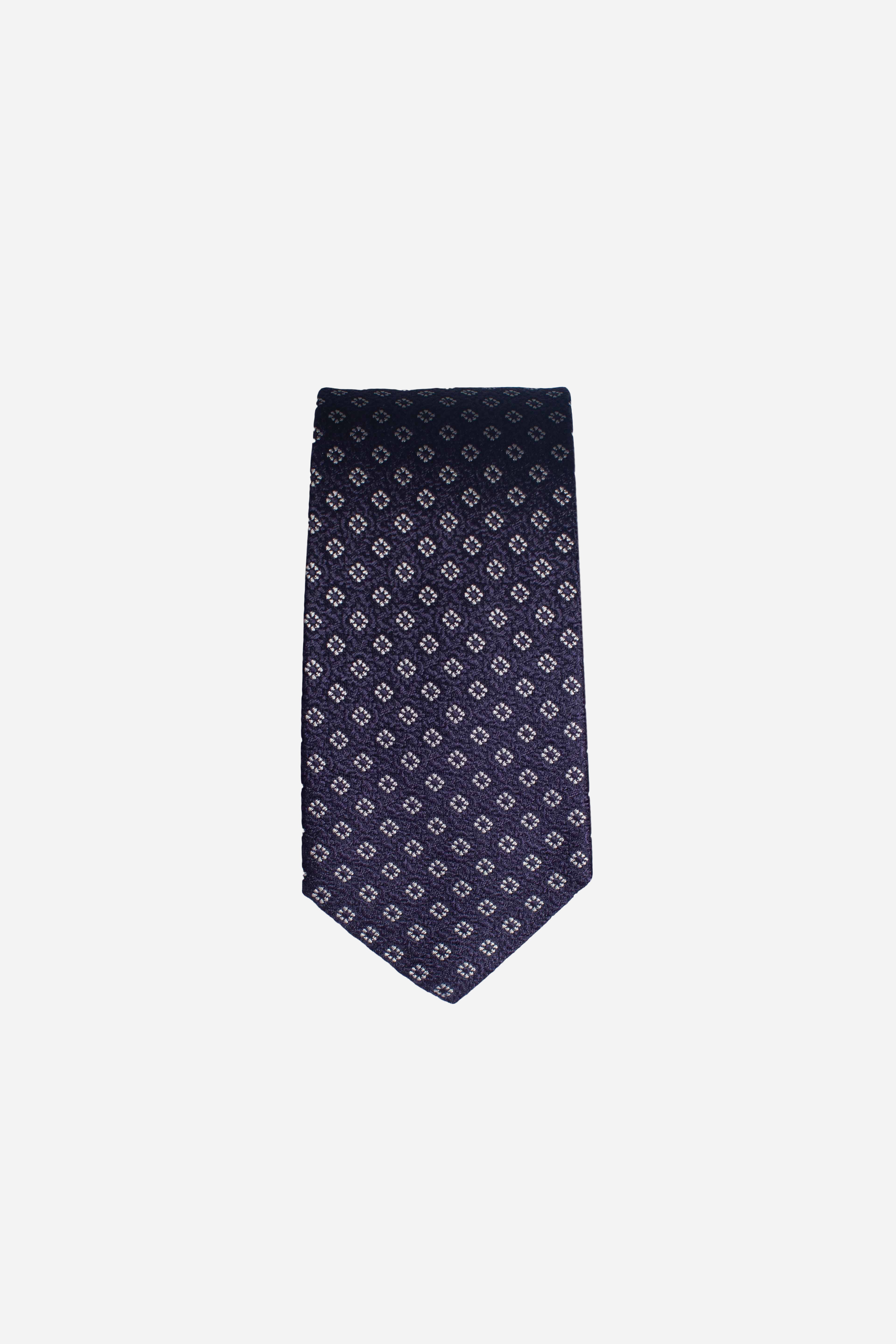 Cravatta in seta micro disegno blu