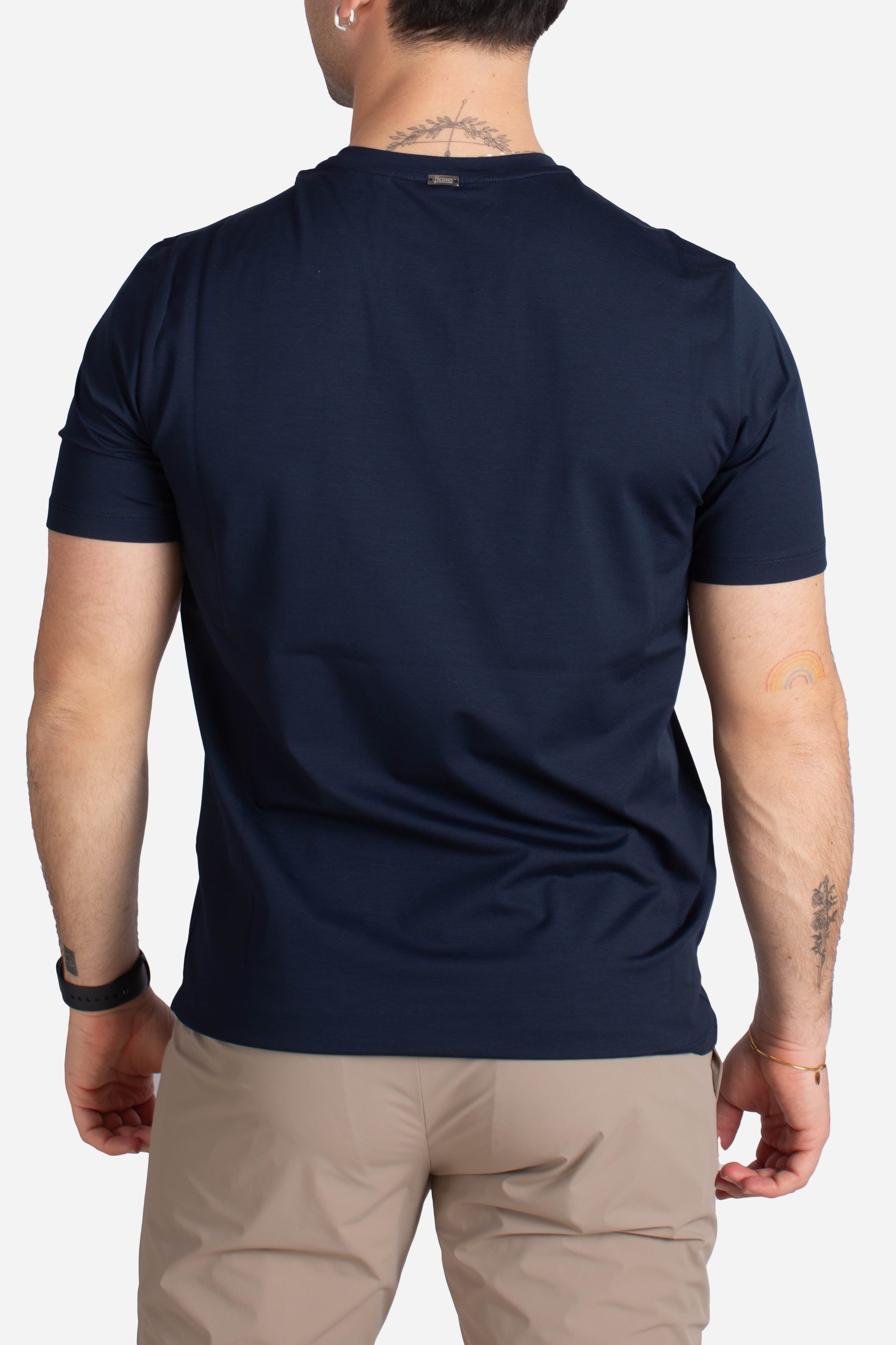 T-shirt in superfine cotton stretch blu