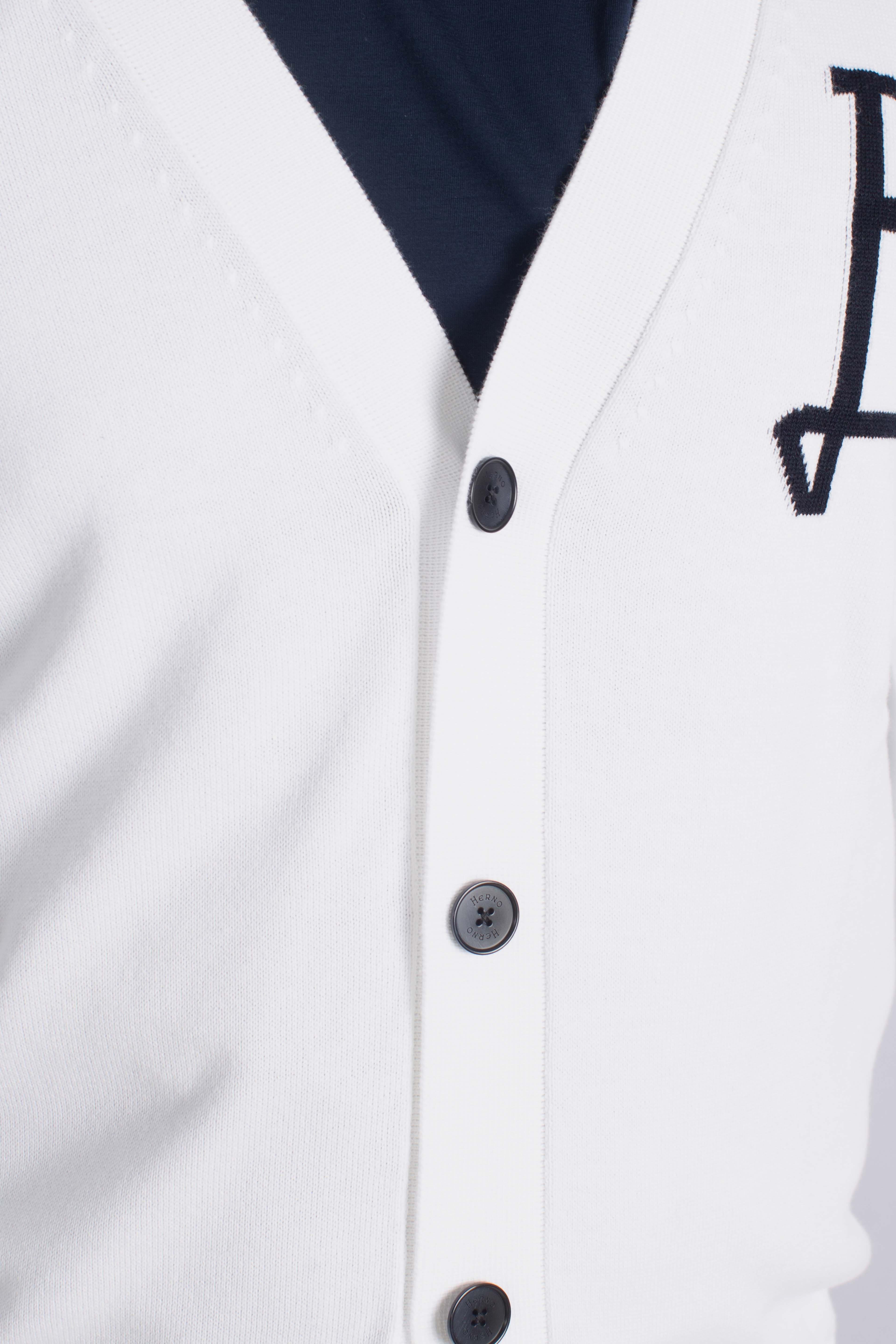 Cardigan in H' logo cotton white