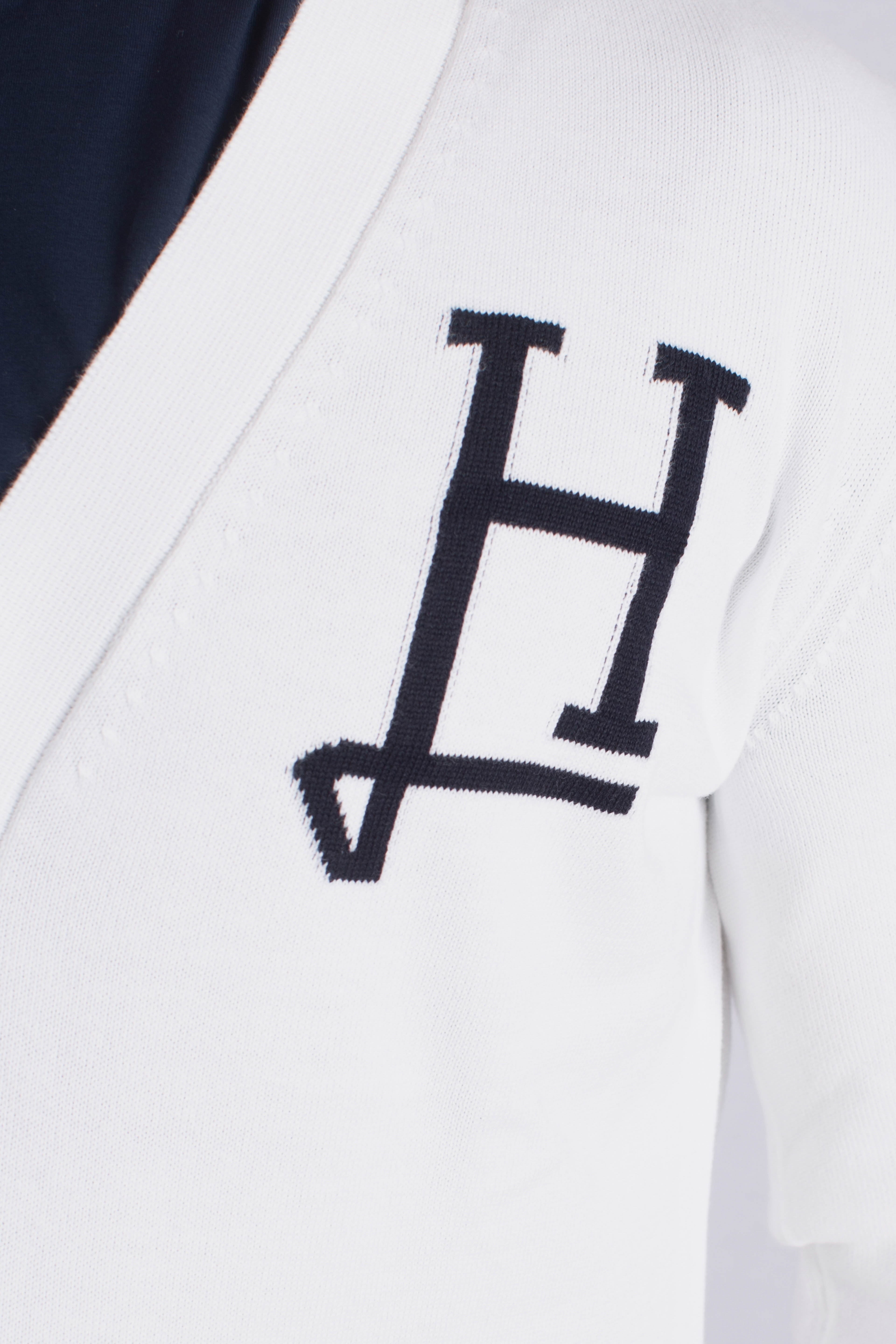 Cardigan in H' logo cotton white