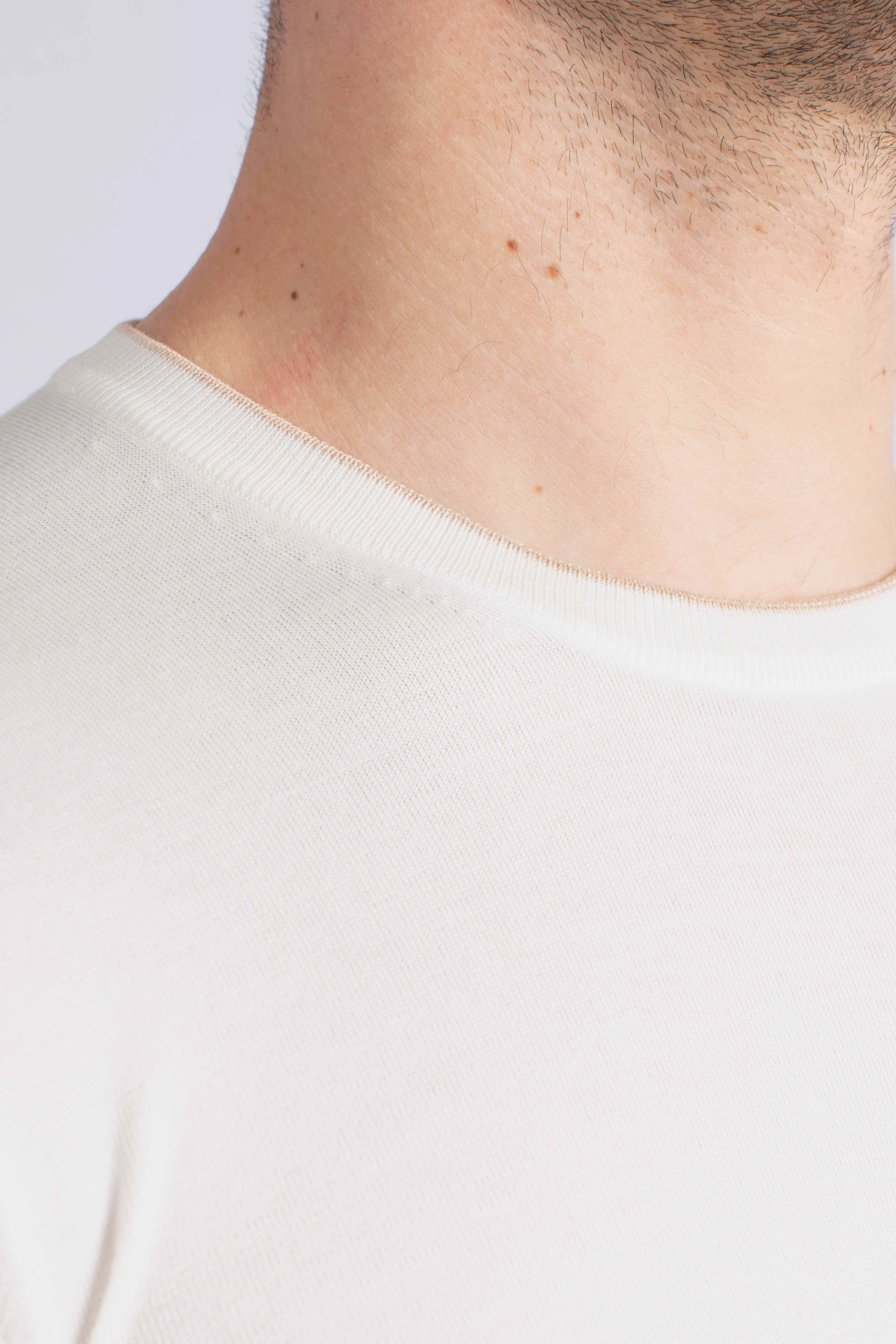 Maglia girocollo in seta e cotone bianco