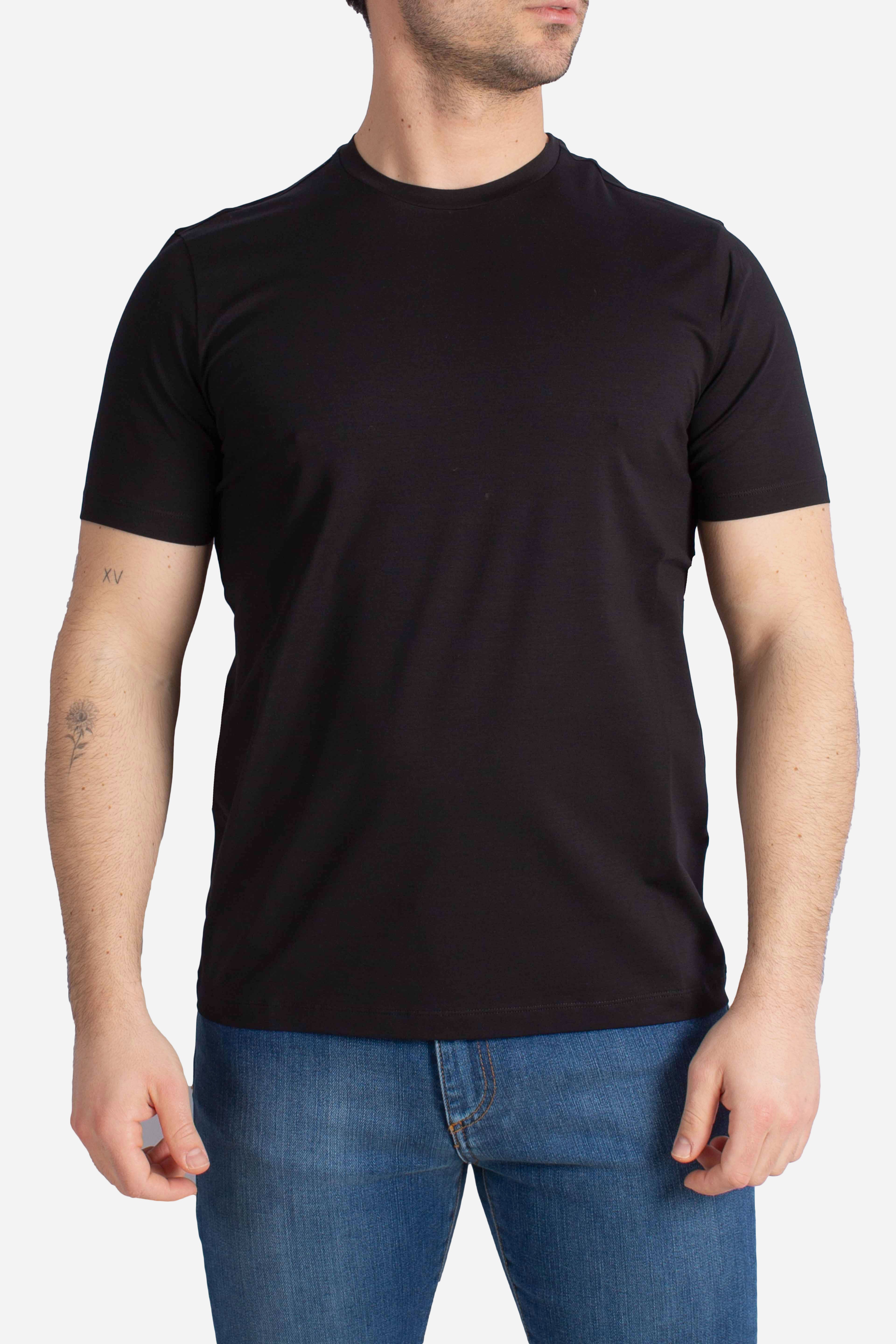 T-shirt in superfine cotton stretch nera
