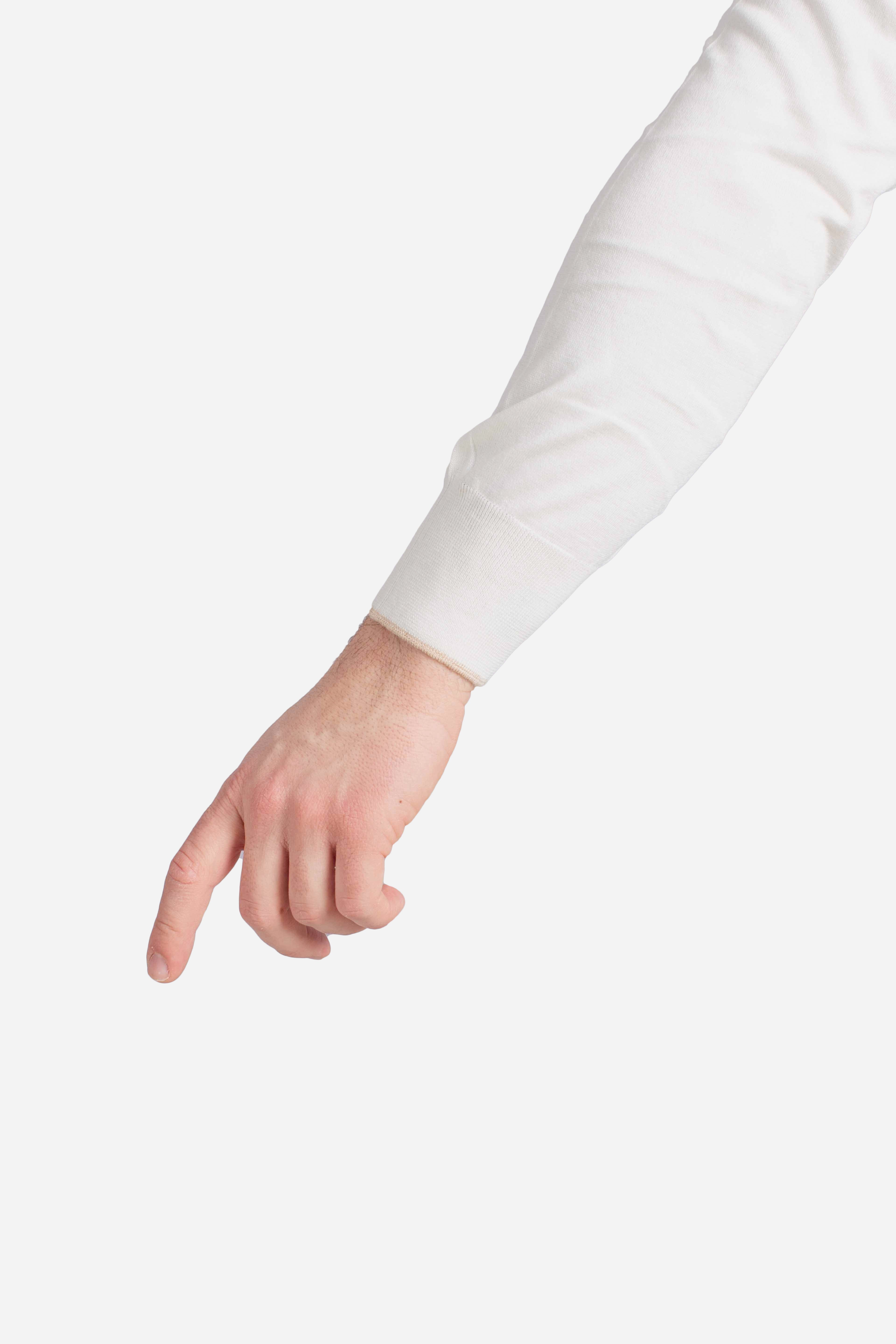 Maglia girocollo in seta e cotone bianco