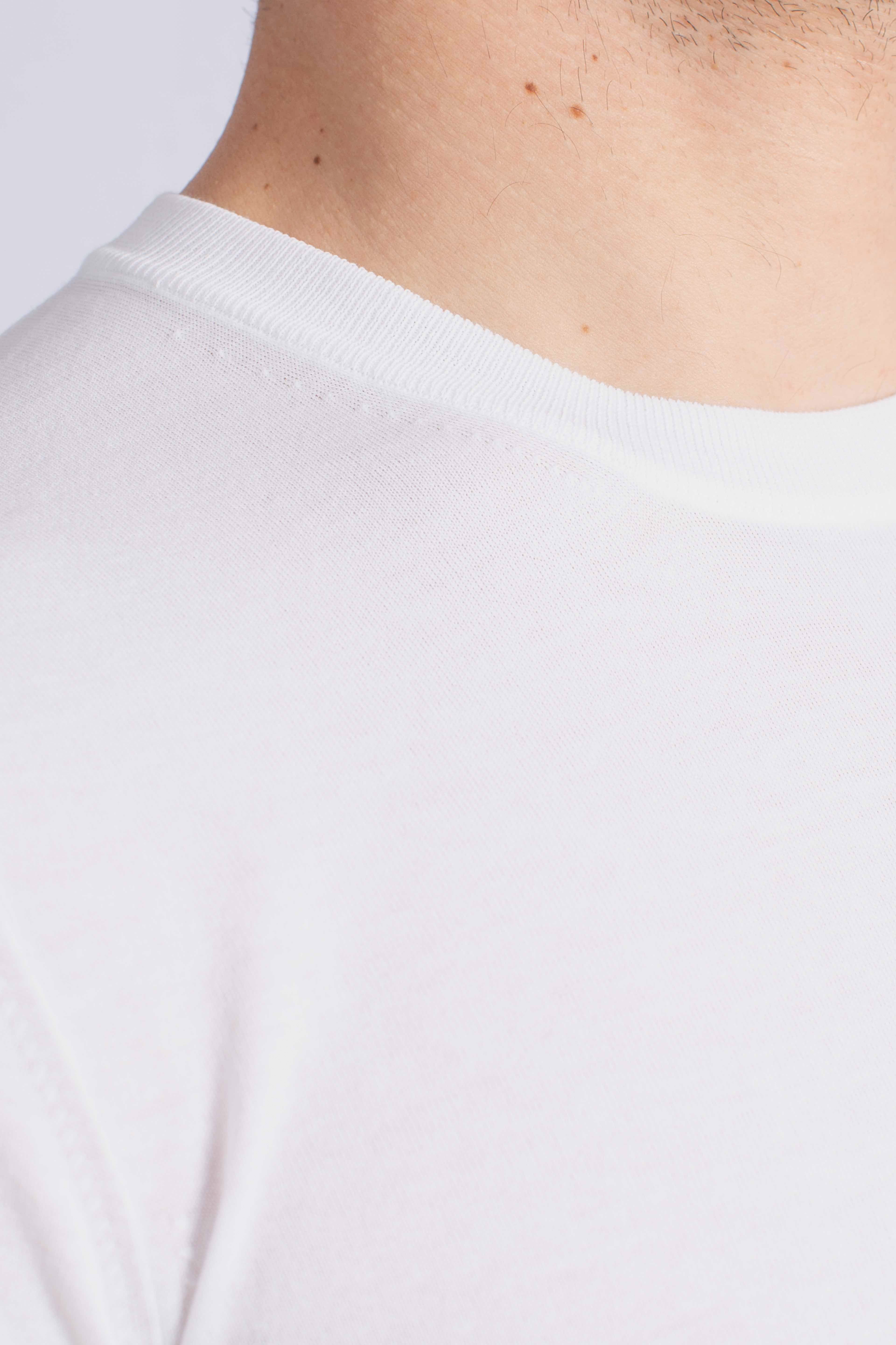 Maglia girocollo in cotone extra-fine bianca