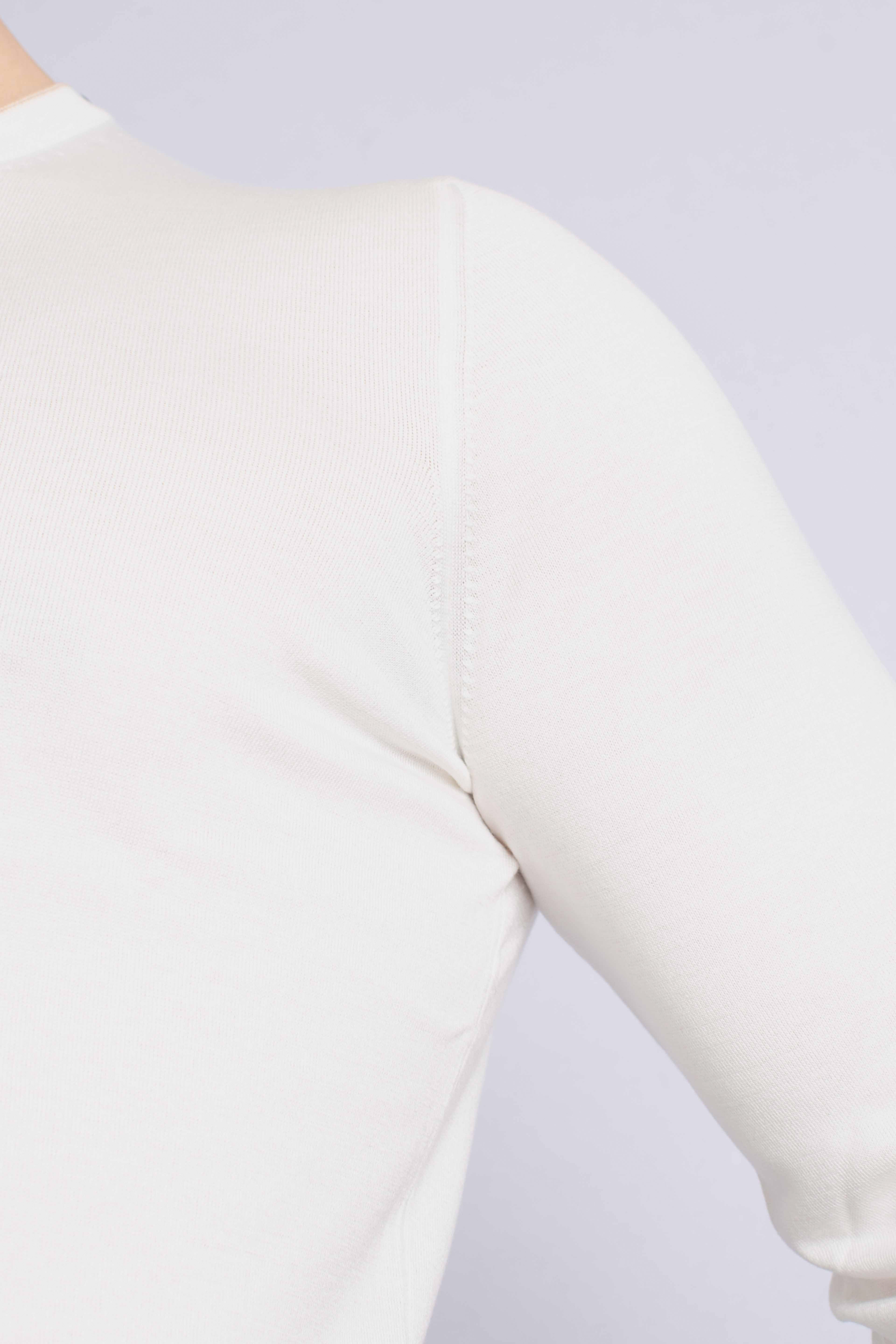 Maglia girocollo in seta e cotone bianco