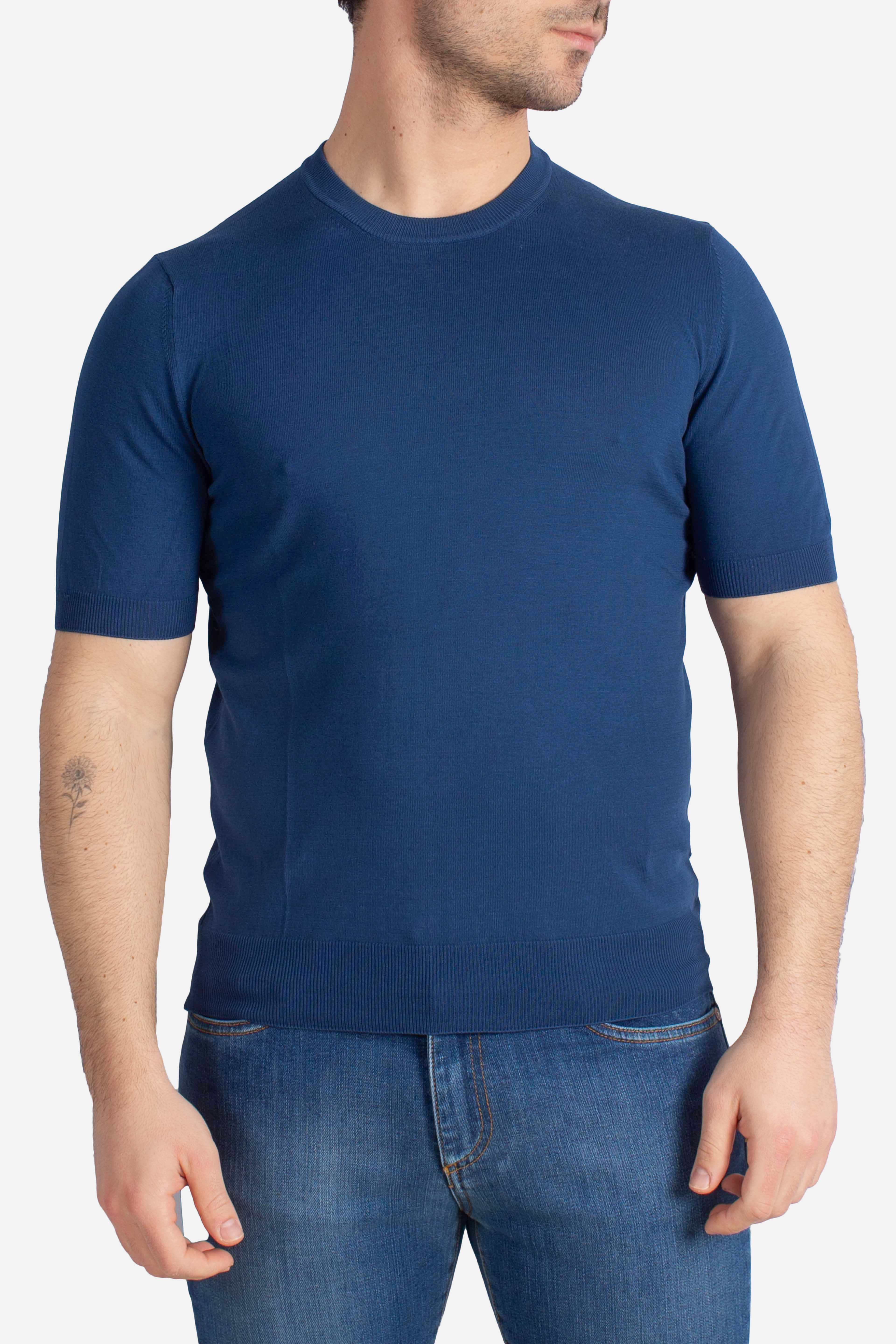 Maglia girocollo vintage organic cotton blu royal