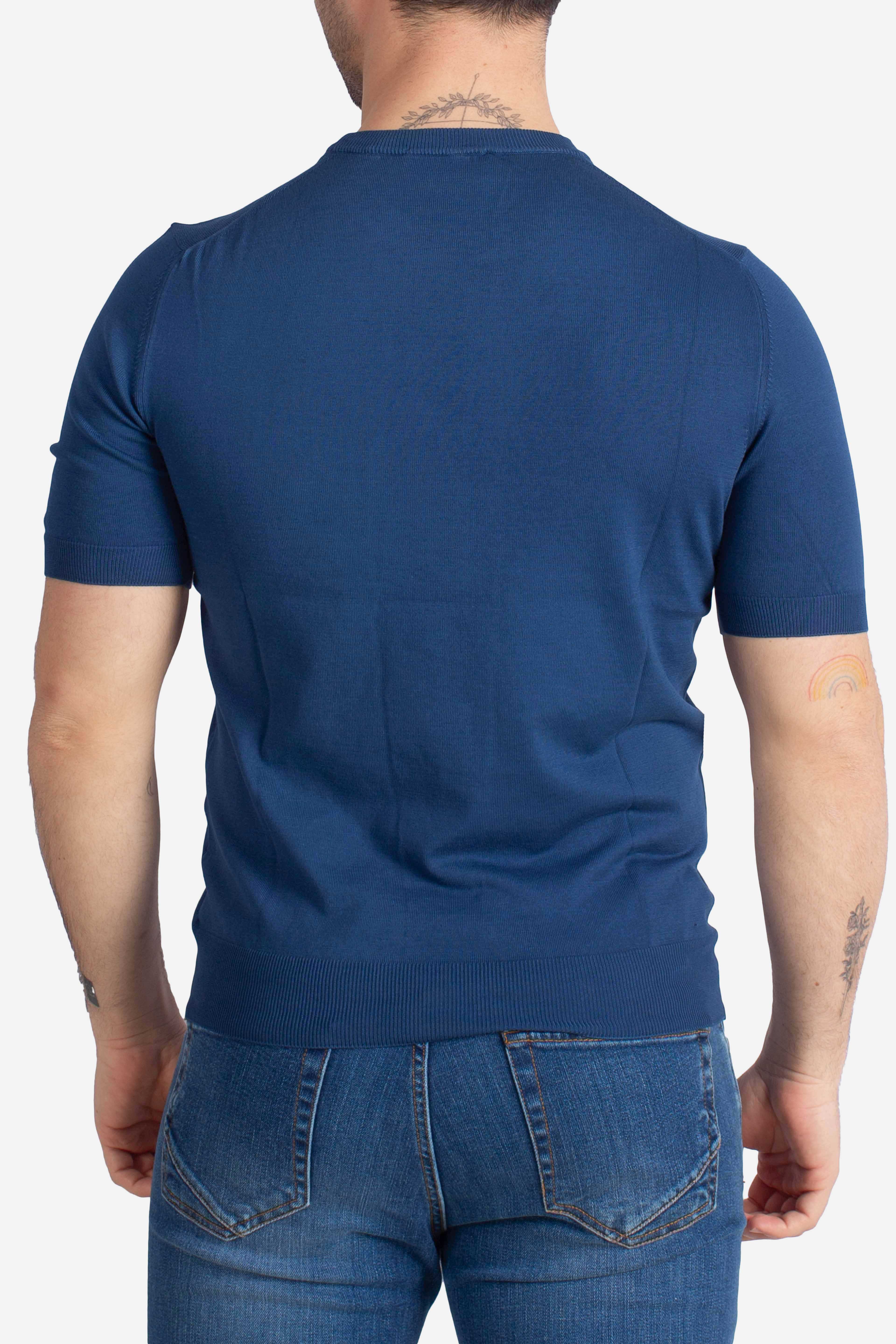Maglia girocollo vintage organic cotton blu royal