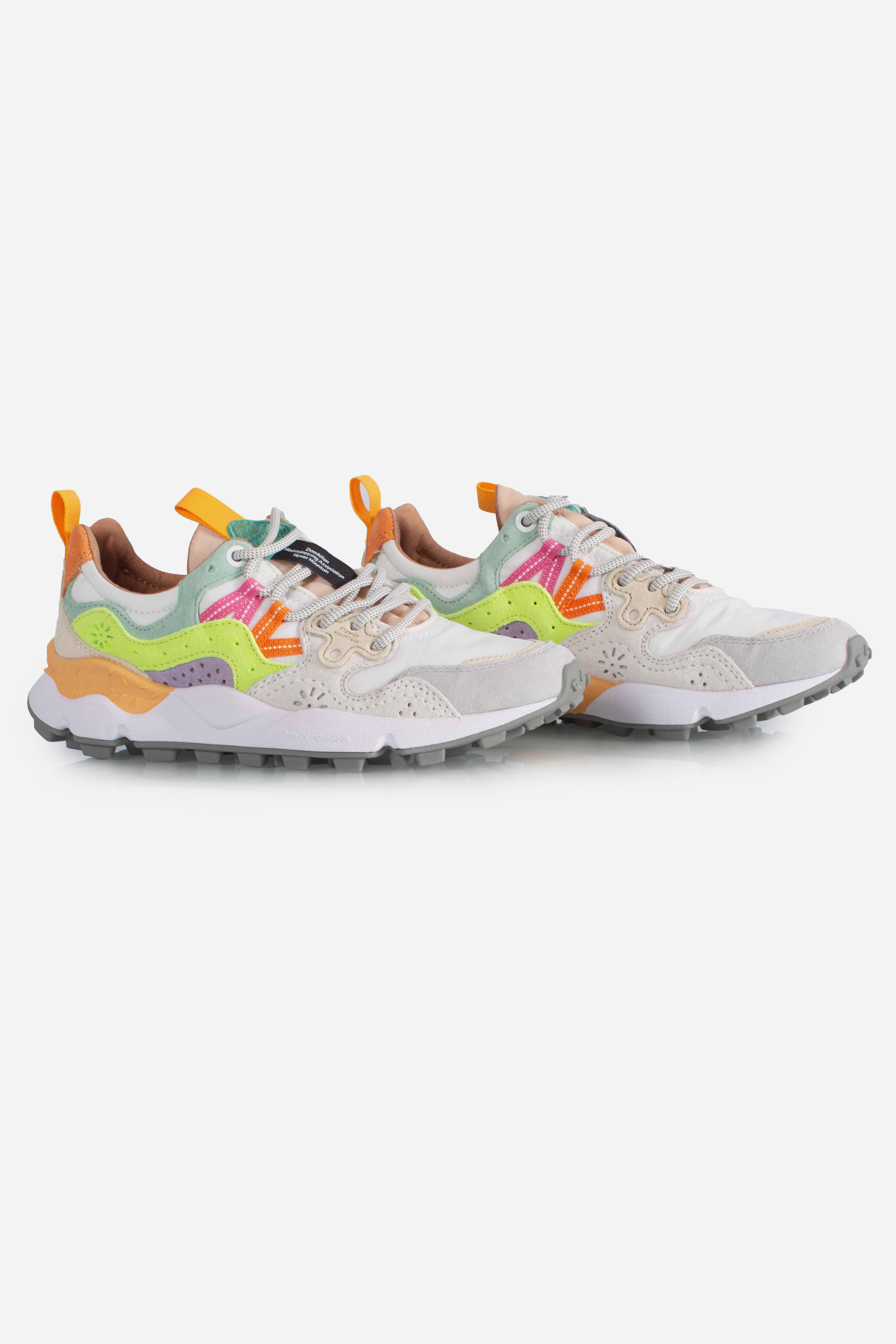 Sneakers Yamano 3 woman white yellow fluo light green