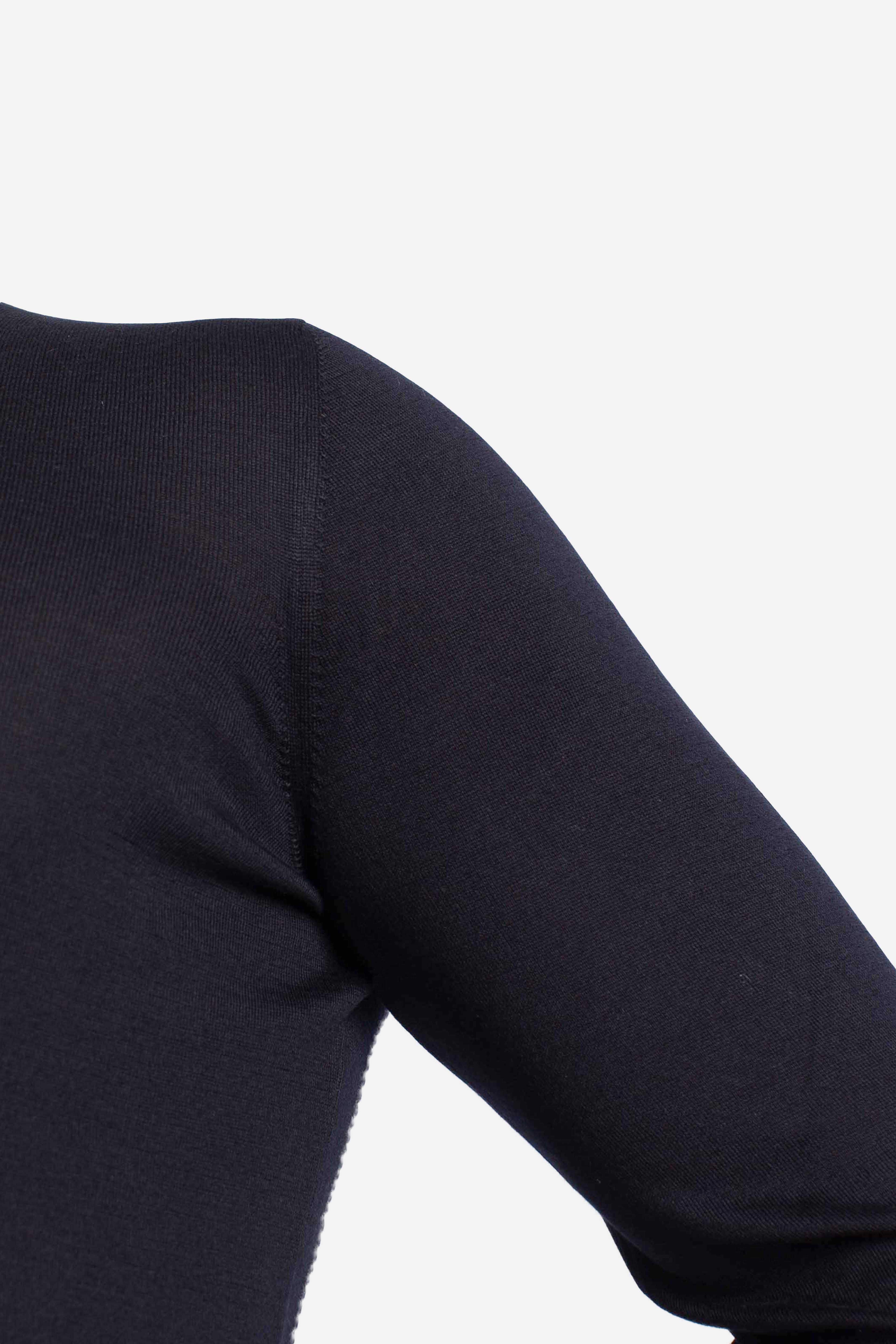 Maglia girocollo in seta e cotone blu
