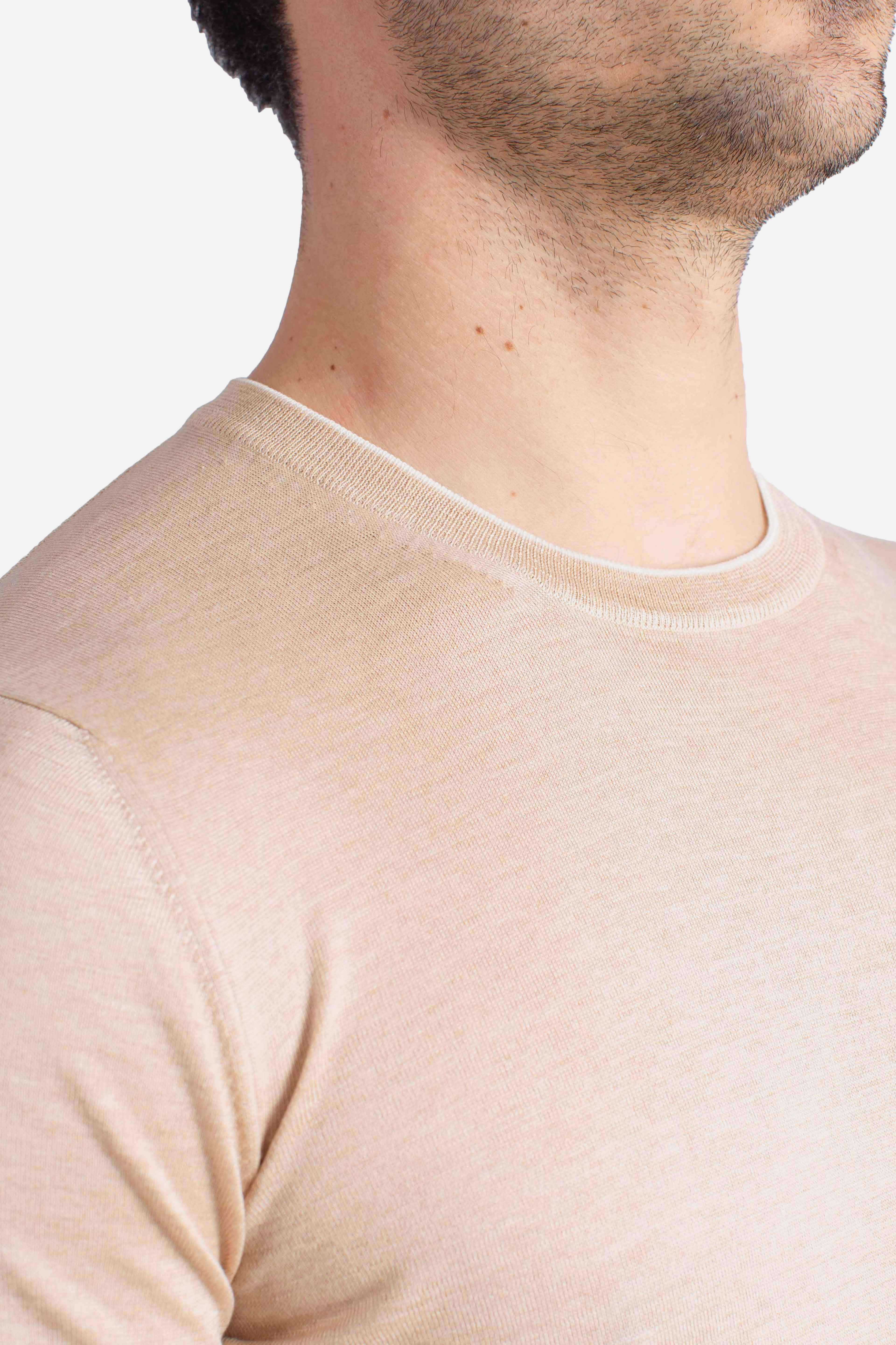 Maglia girocollo in seta e cotone beige