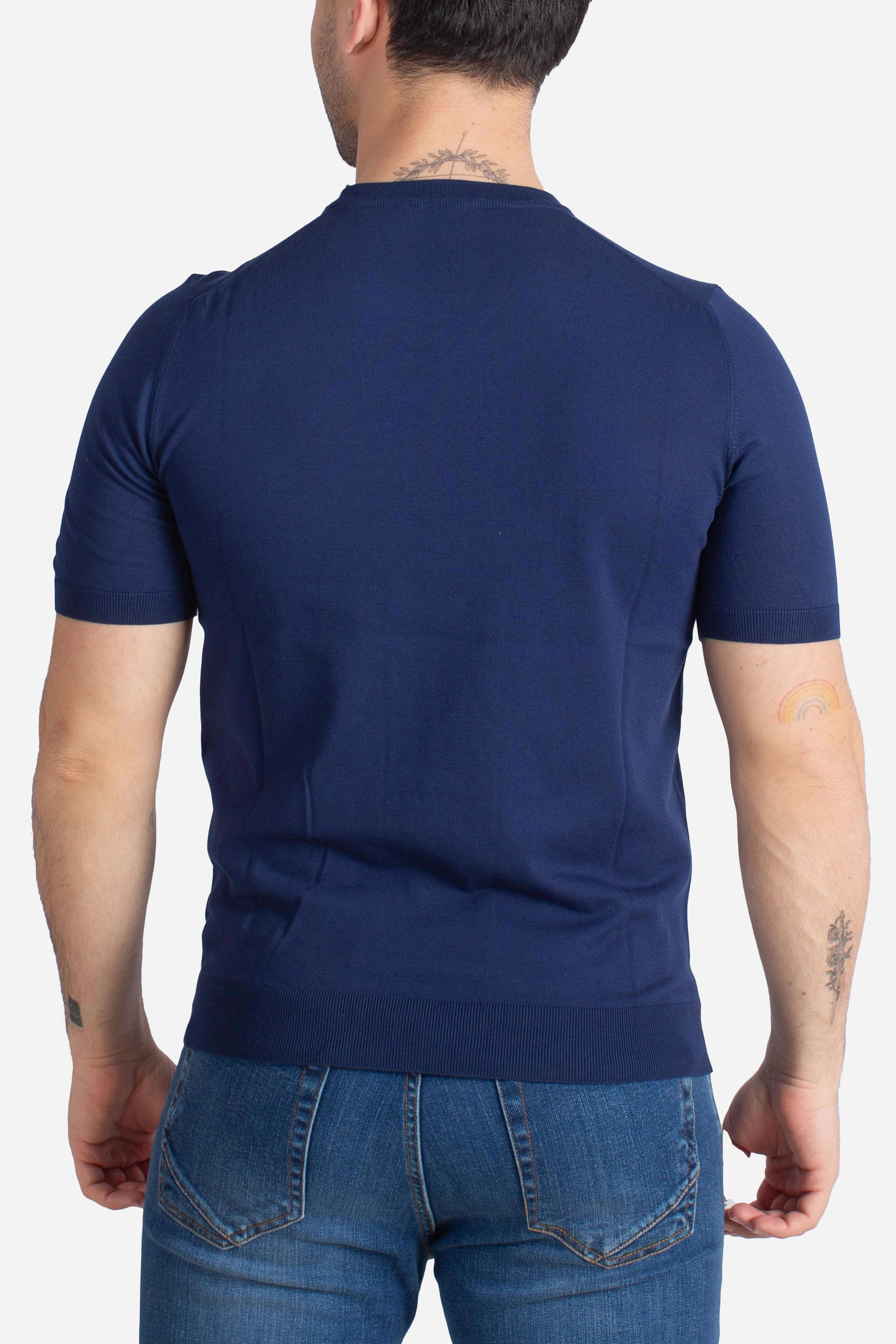 Maglia girocollo in cotone extra-fine blu royal