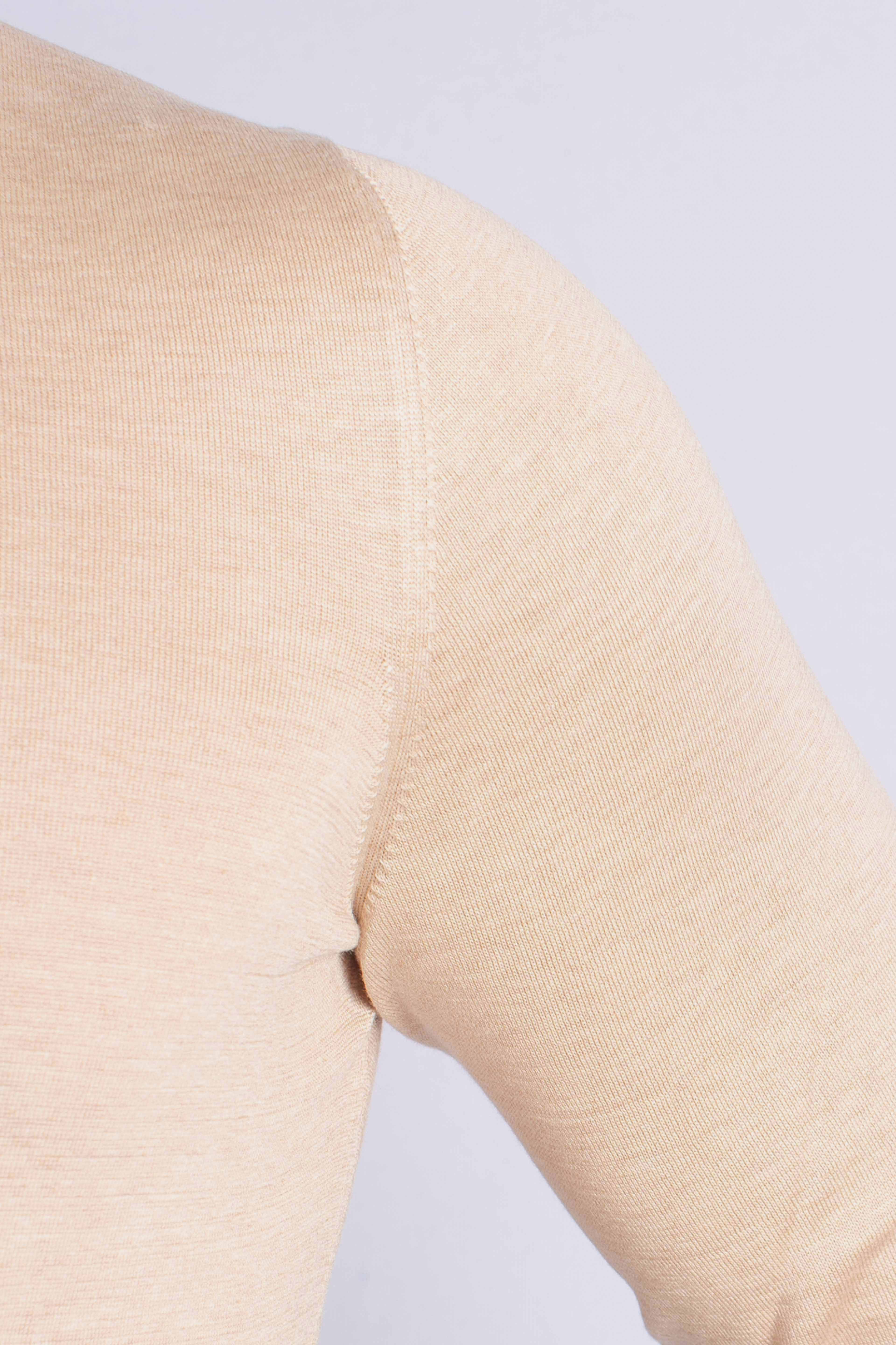 Maglia girocollo in seta e cotone beige