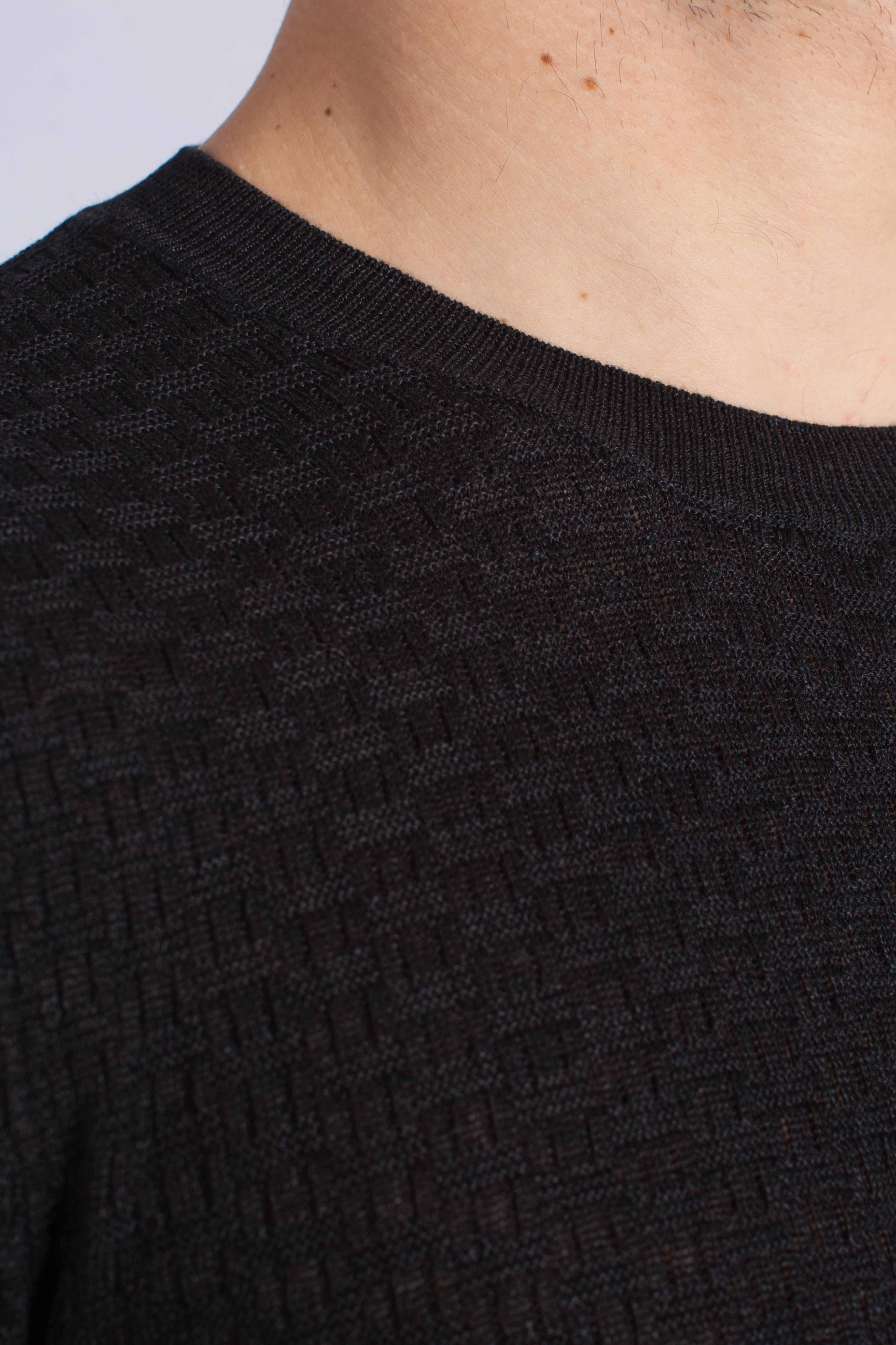 Maglia t-shirt a trama testurizzata nero