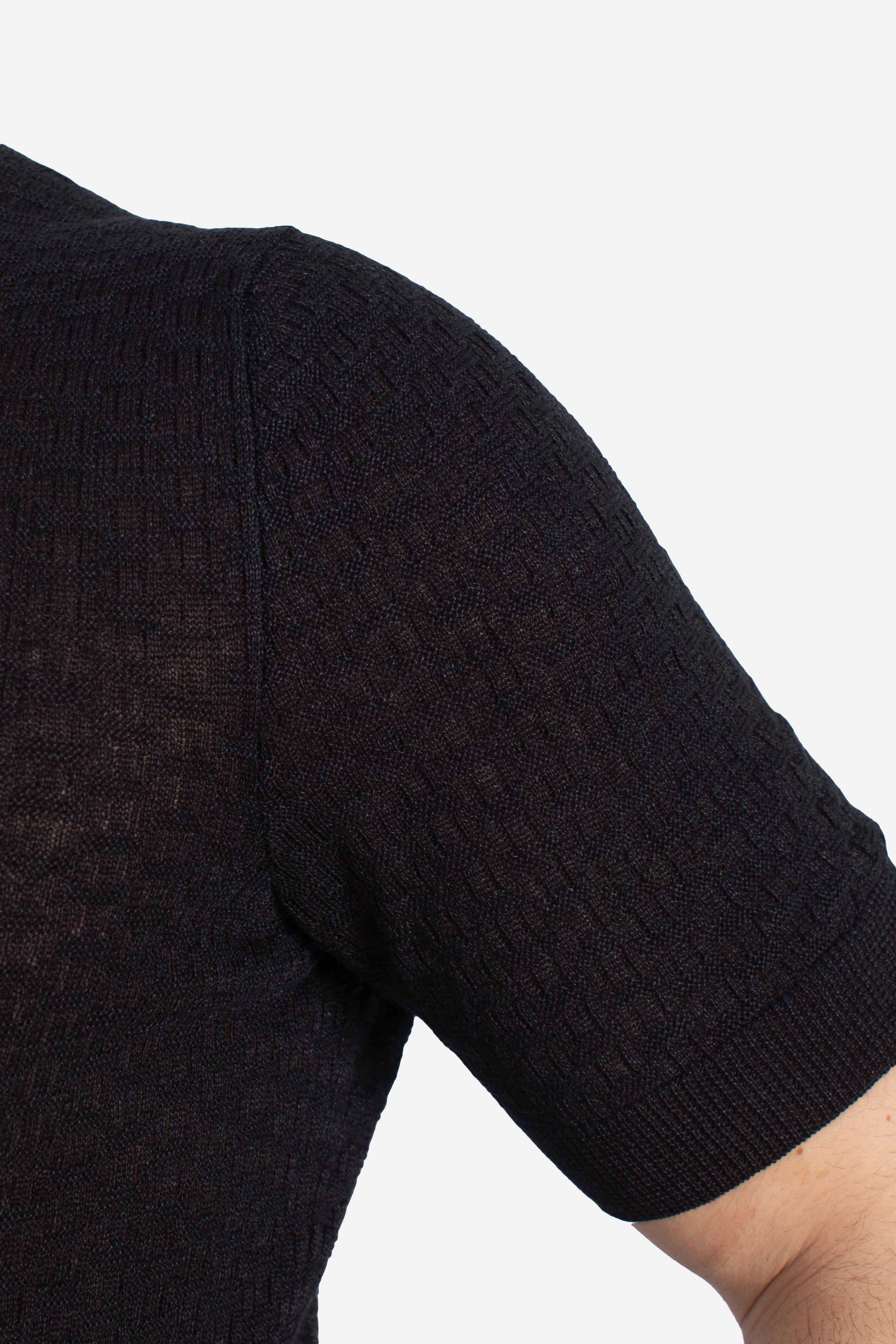 Maglia t-shirt a trama testurizzata nero