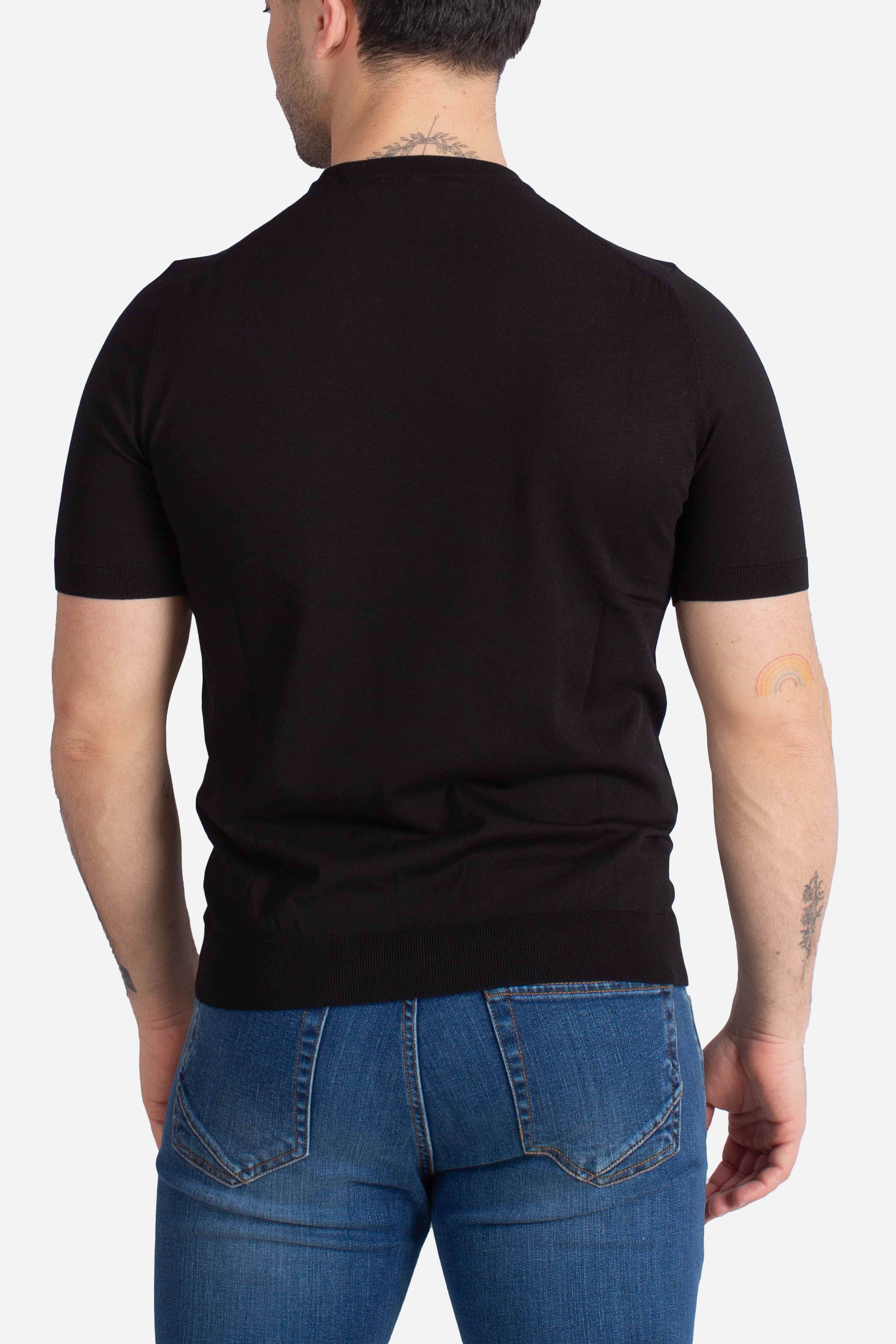 Maglia girocollo in cotone extra-fine nero