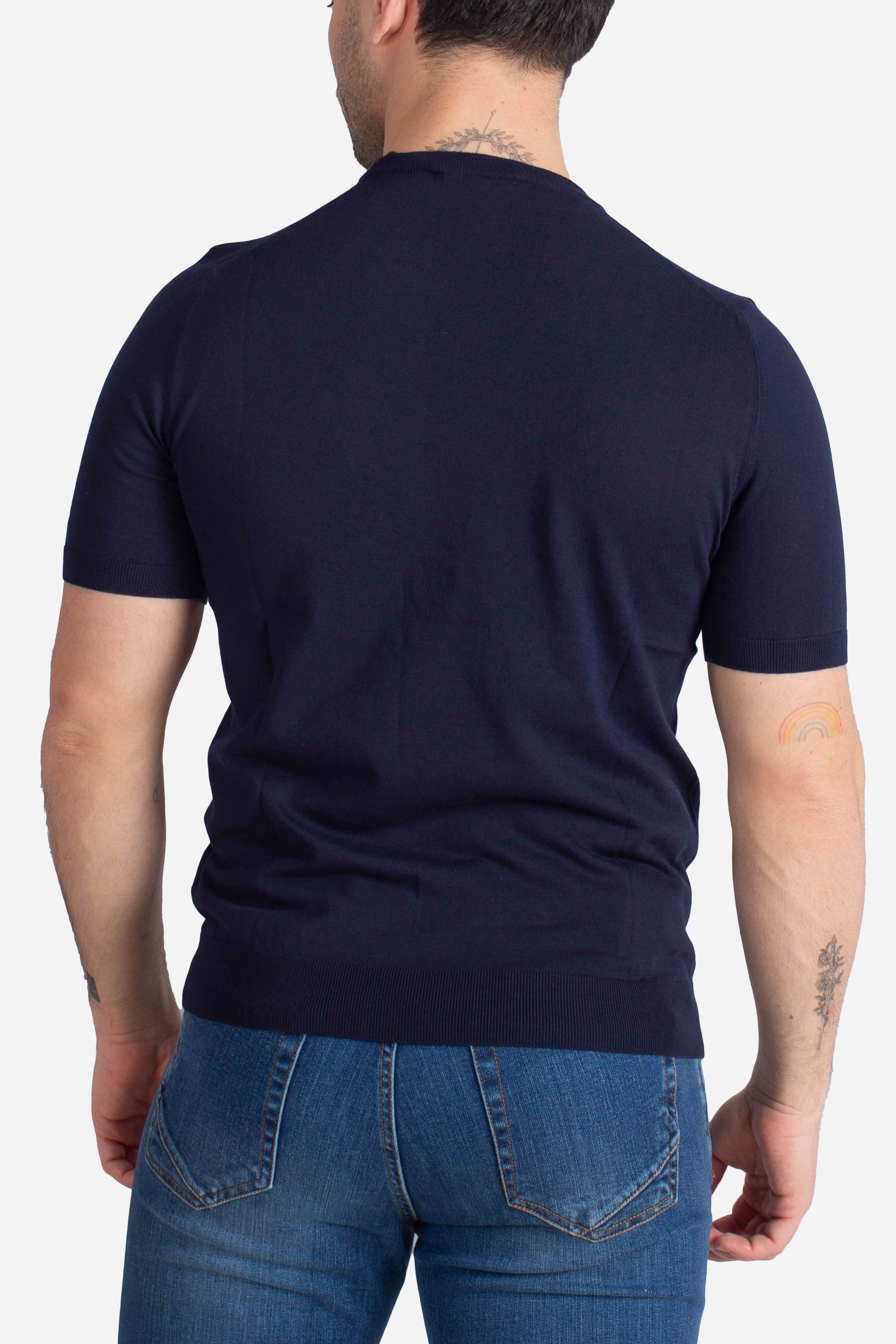 Maglia girocollo in cotone extra-fine blu