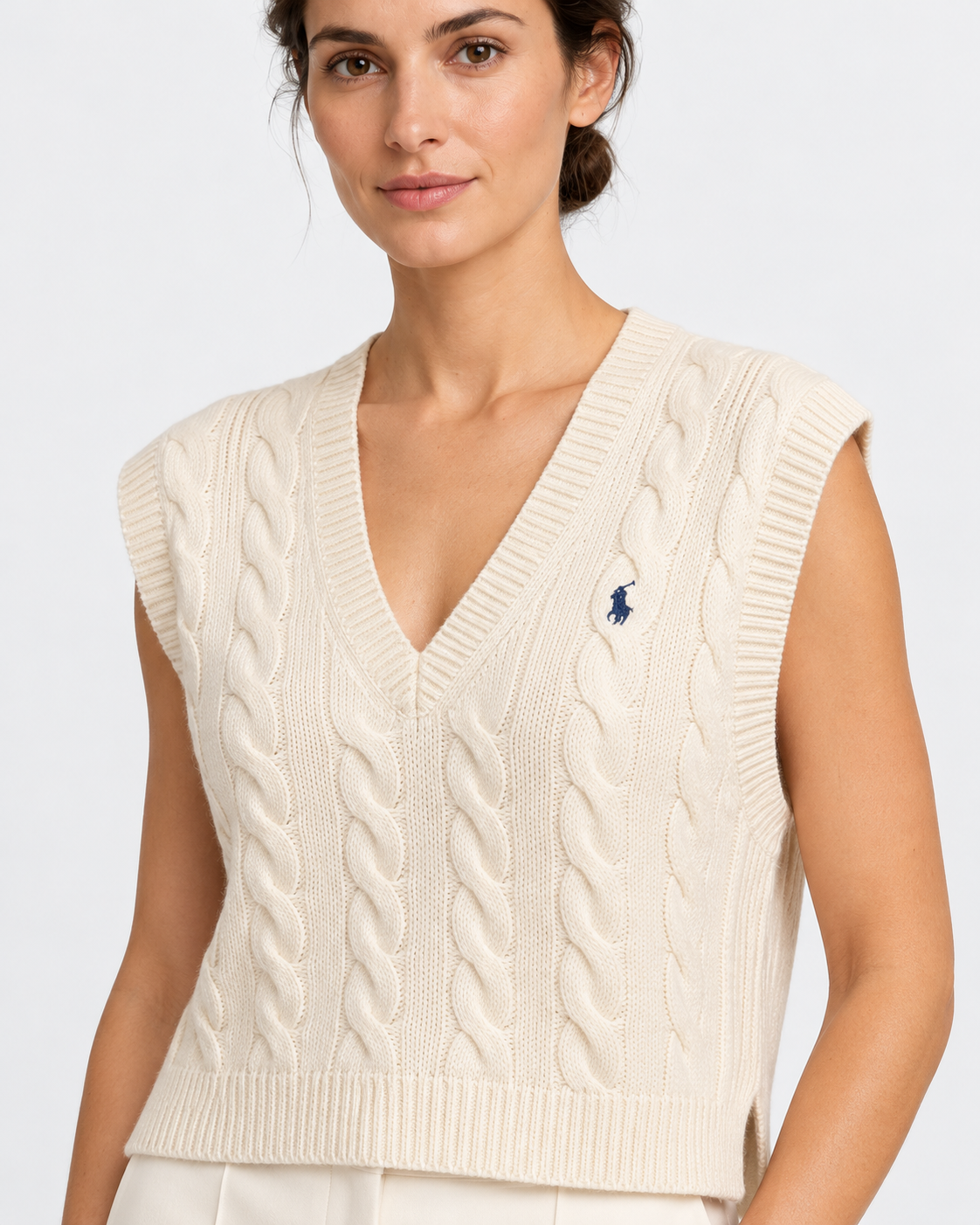 polo ralph lauren Gilet in maglia di lana e cashmere a trecce