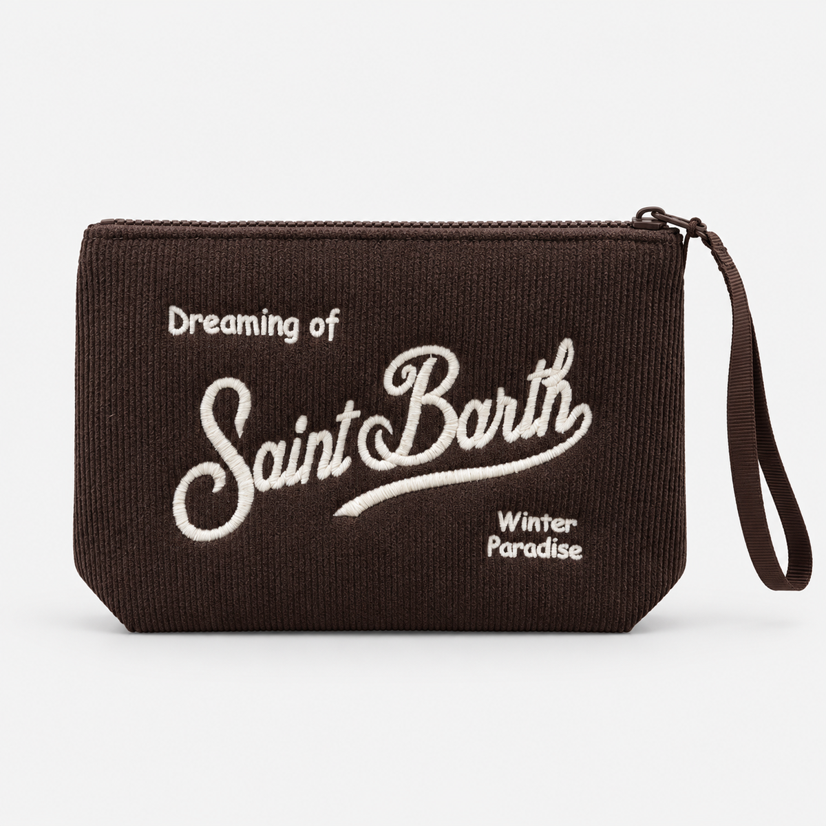 MC2 Saint Barth Pochette Donna Aline in Velluto a Coste Marrone