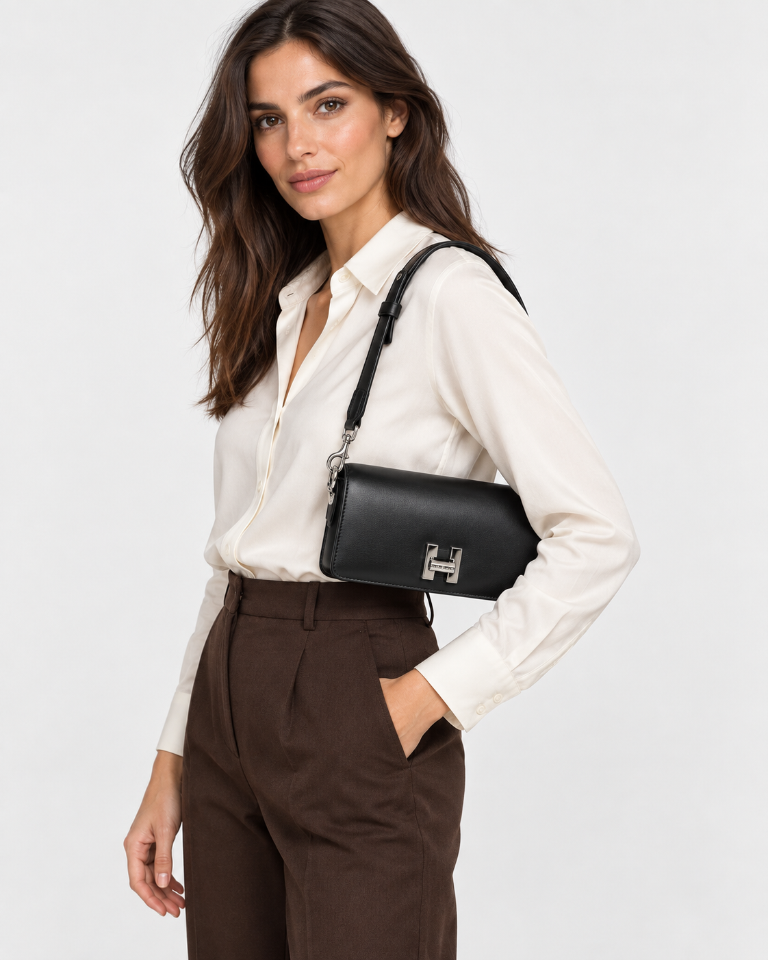 Hogan Borsa donna Flap H-Turn Mini in pelle nera