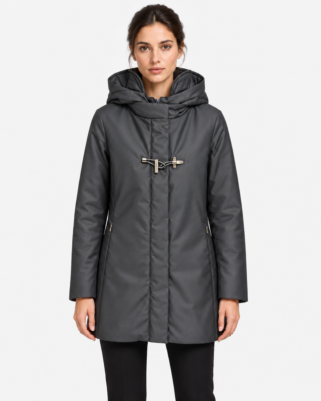 Fay Toggle Coat Donna in Gabardine Tecnico Grigio Antracite