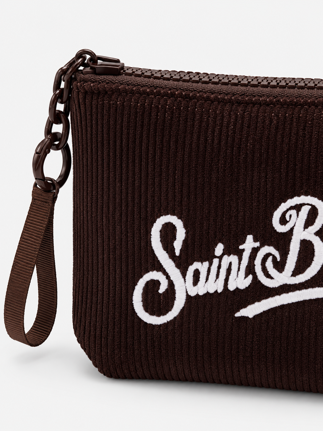 MC2 Saint Barth Pochette Donna Aline Mini in Velluto a Coste Marrone