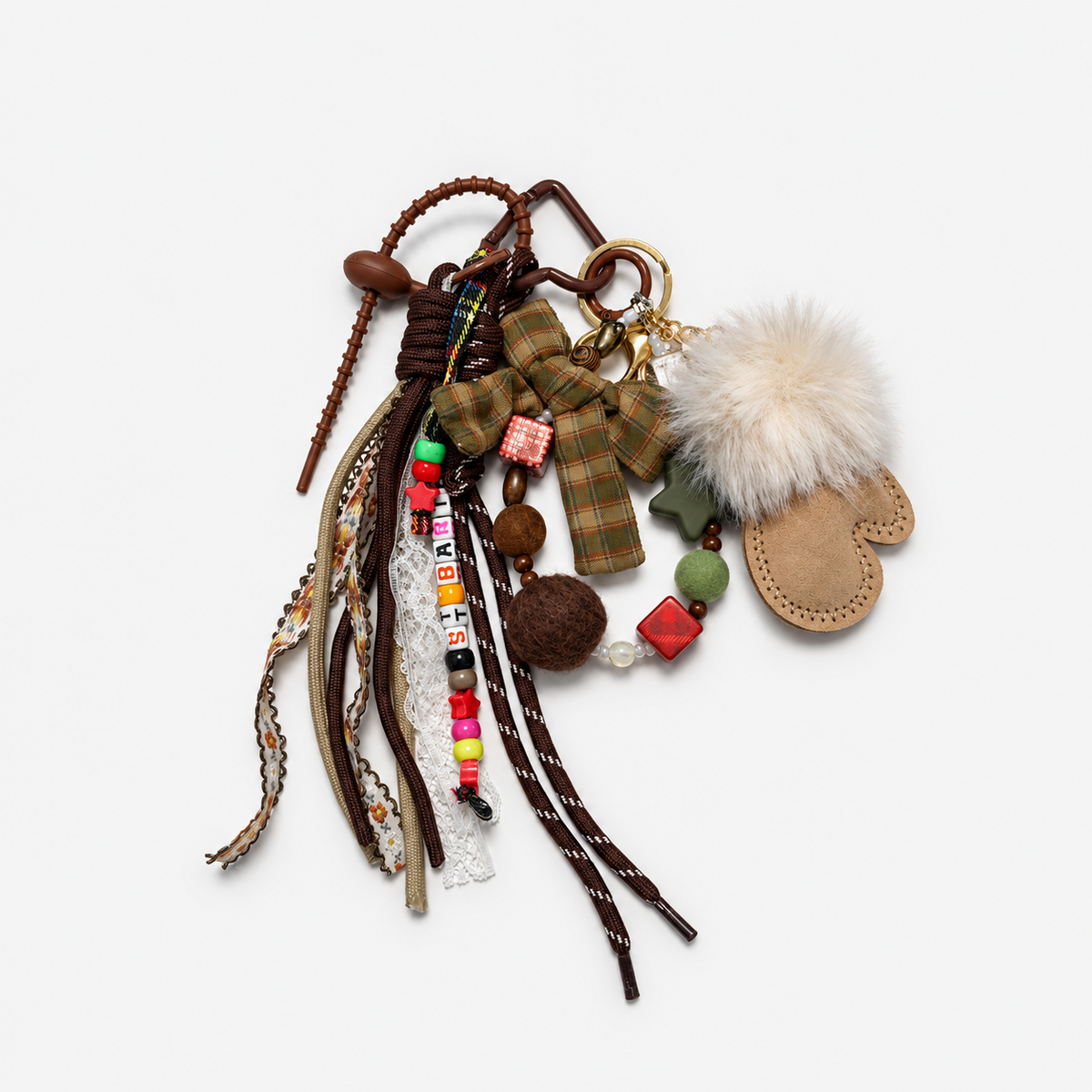 MC2 Saint Barth Charm Donna Fur Glove con Guanto e Fiocco Tartan