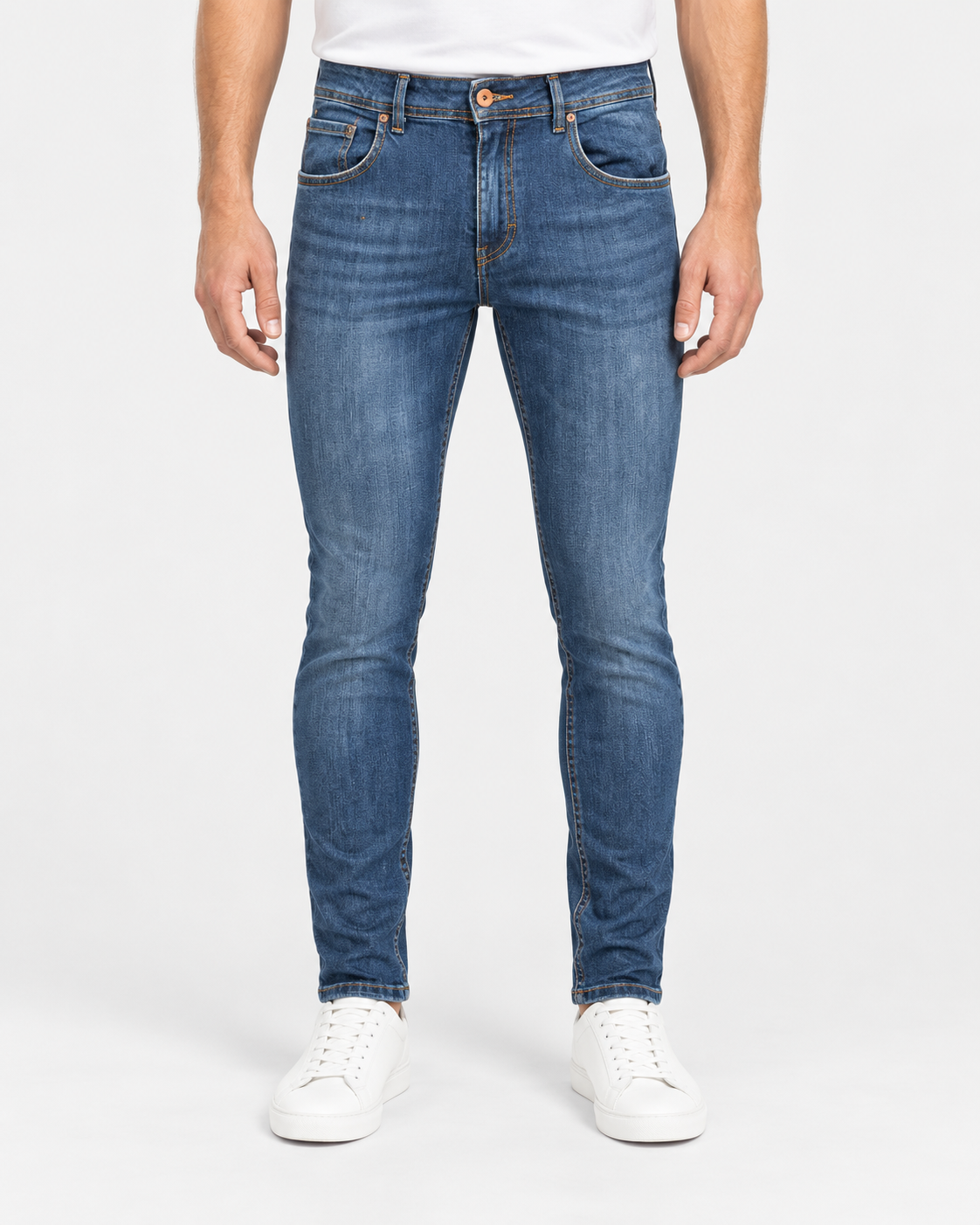 Ernys Jeans uomo blu 5 tasche in cotone stretch
