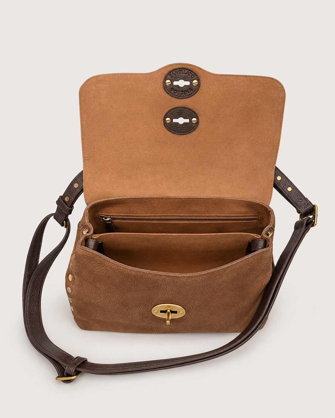 BORSA DONNA POSTINA® S IN NABUK BROWN TARTUFO DI NORCIA
