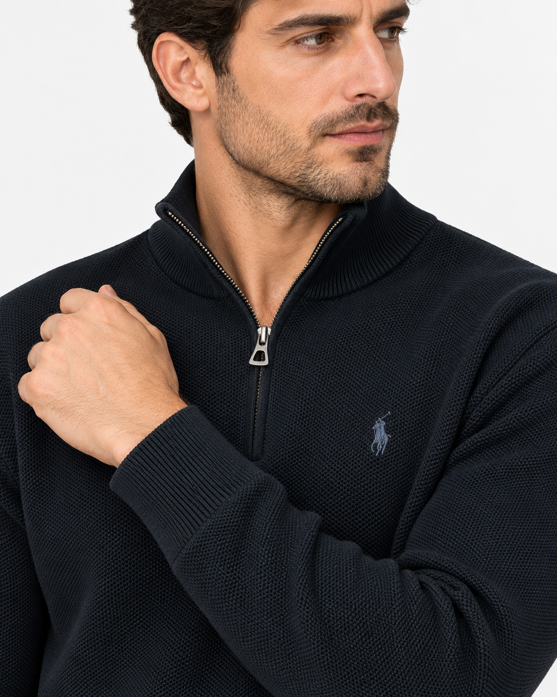Polo Ralph Lauren Maglia Uomo Mezza Zip a Nido d’Ape Nera