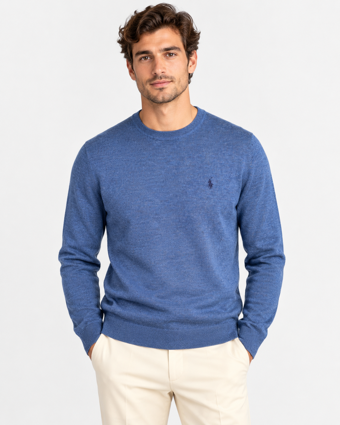 Polo Ralph Lauren Maglione Girocollo Uomo Slim Fit Navy Heather