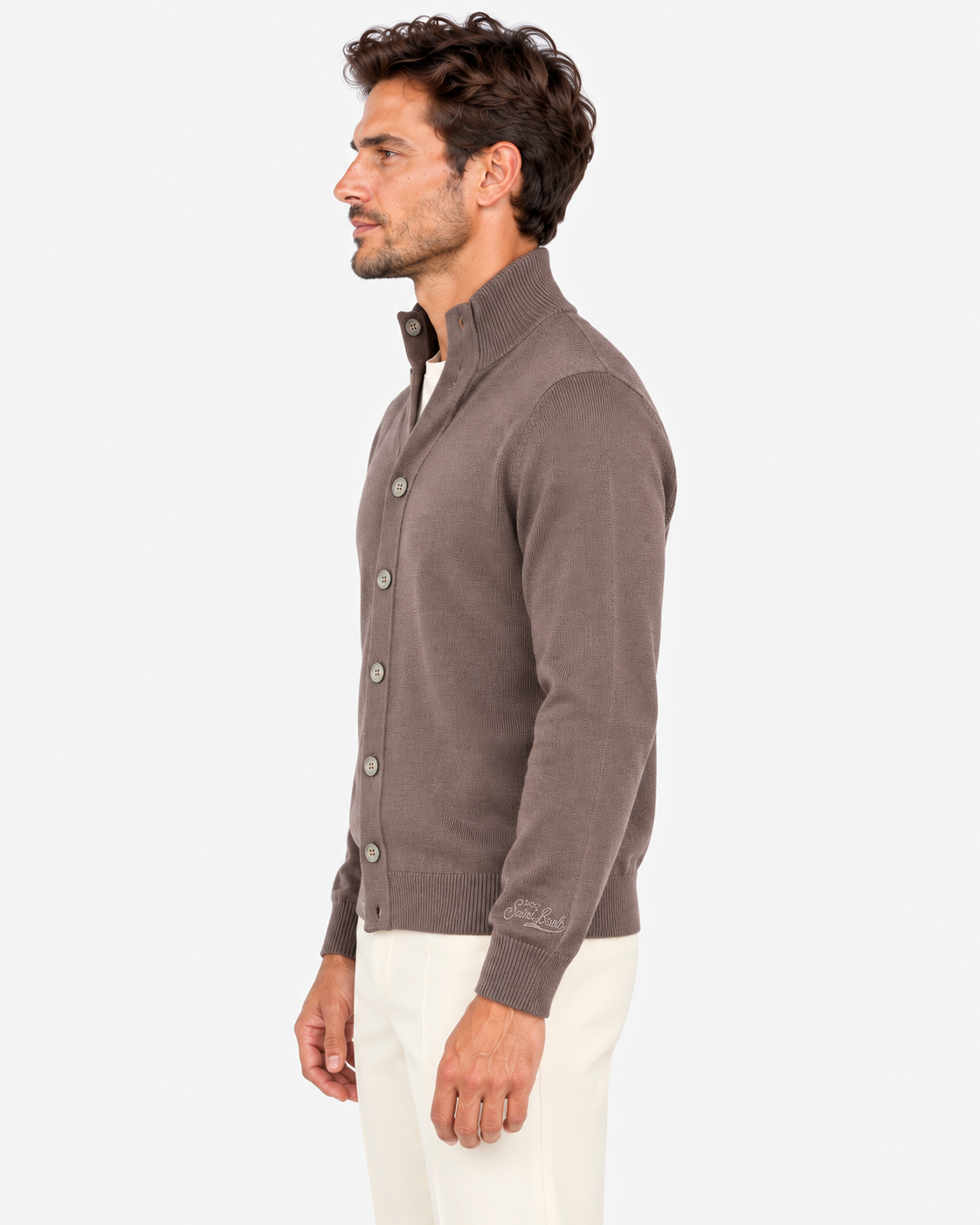 MC2 Saint Barth Cardigan Uomo Dark brown in Lana Merinos Extrafine
