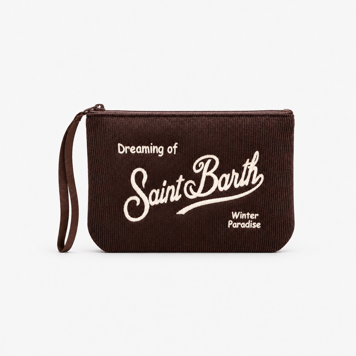 MC2 Saint Barth Pochette Donna Aline in Velluto a Coste Marrone