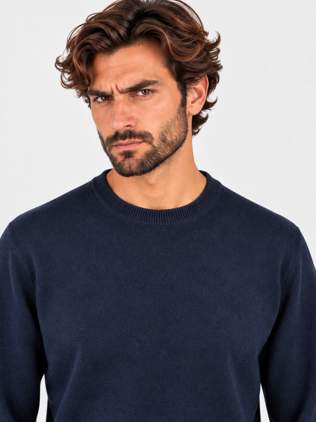 Gran Sasso Girocollo uomo in cashmere blu