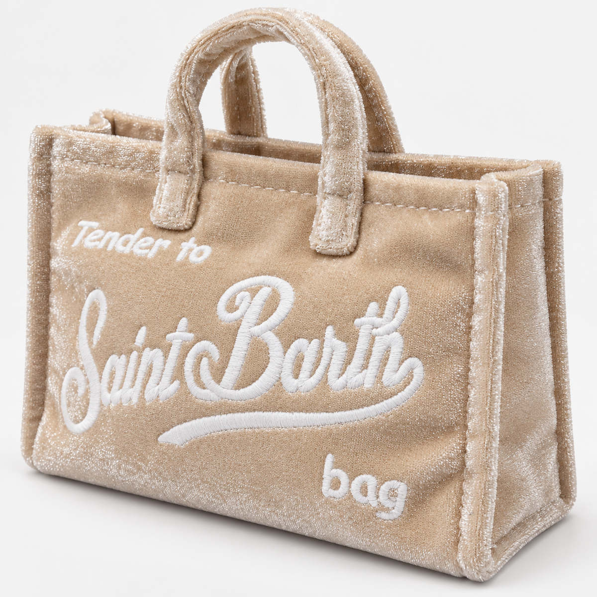 MC2 Saint Barth Phone Bag Donna in Velluto Beige con Tracolla