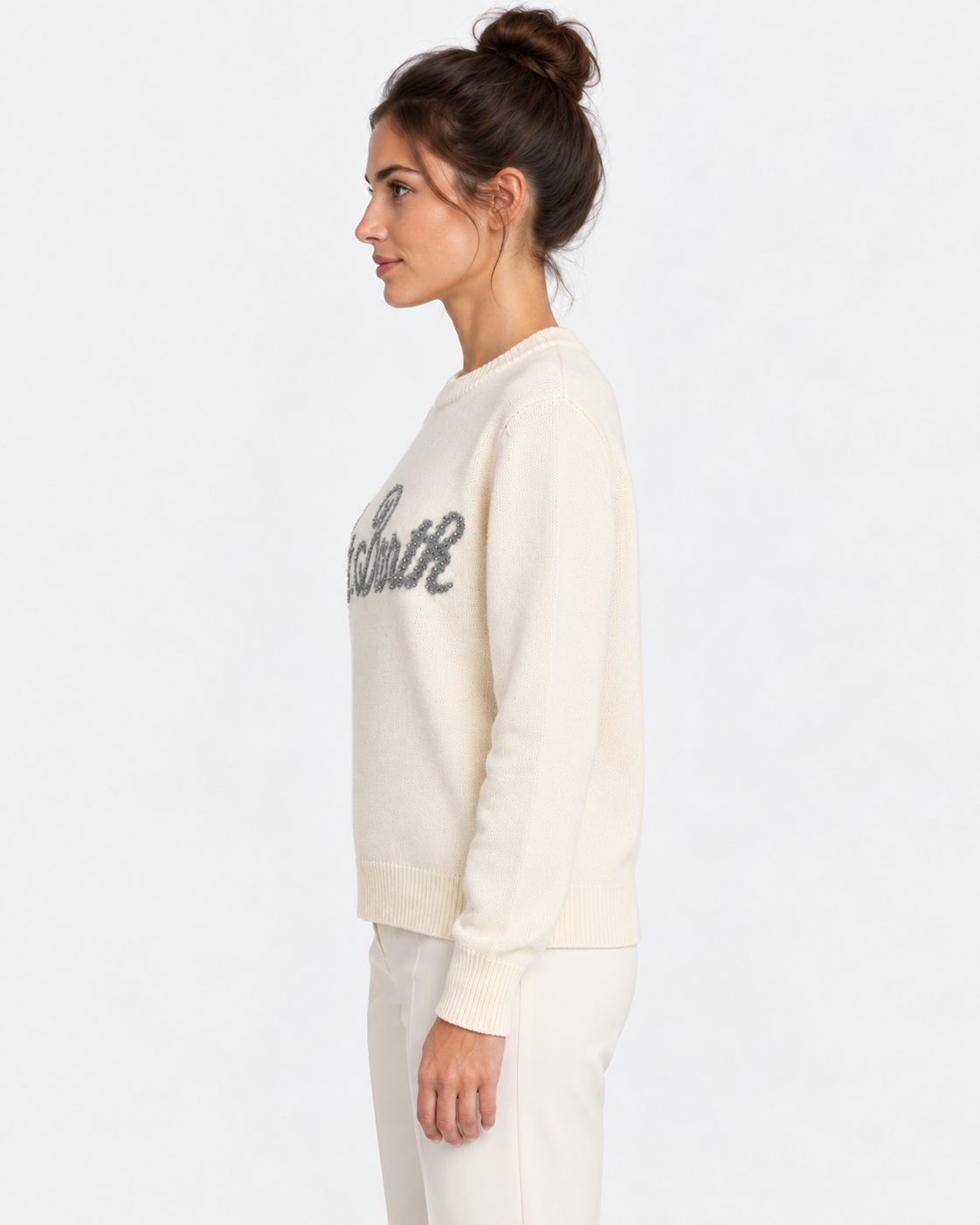 MC2 Saint Barth Maglia Donna New Queen Panna con Logo Strass