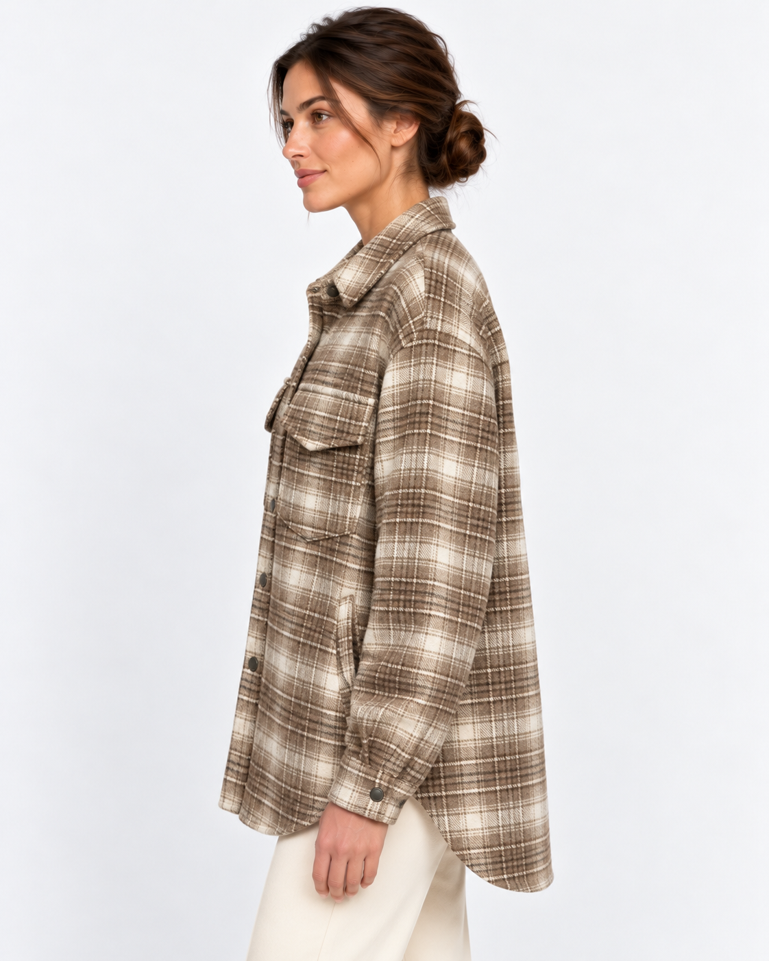MC2 Saint Barth Giacca Camicia Donna Cambry Tartan Marrone e Panna