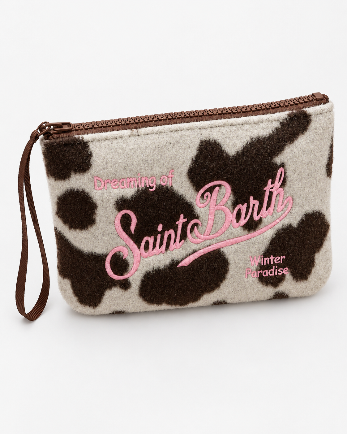 MC2 Saint Barth Pochette Donna Aline Felt Cow Panna e Marrone