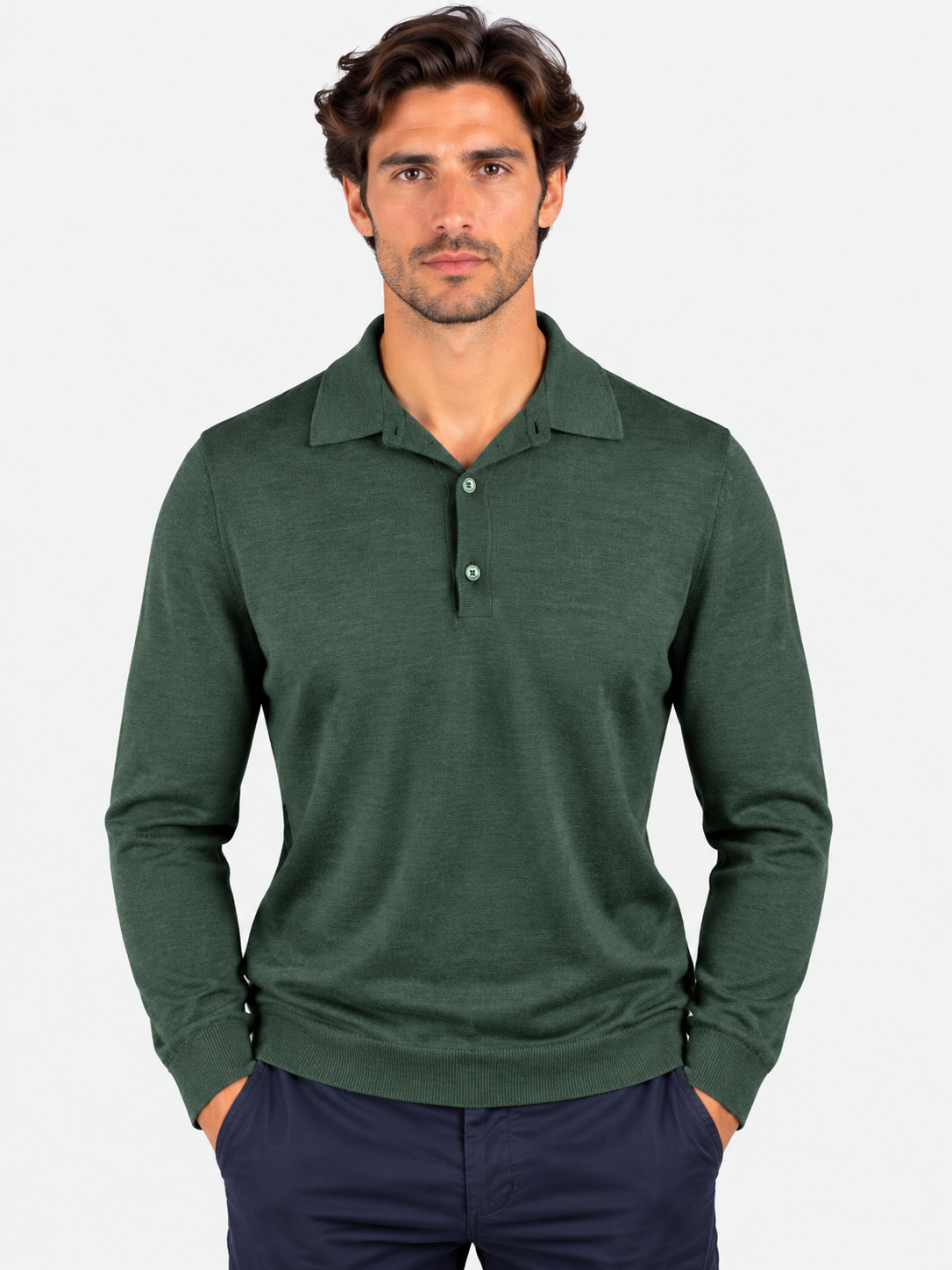 K-Way Polo Rey Wool Silk Cashmere verde Green Dk Jungle